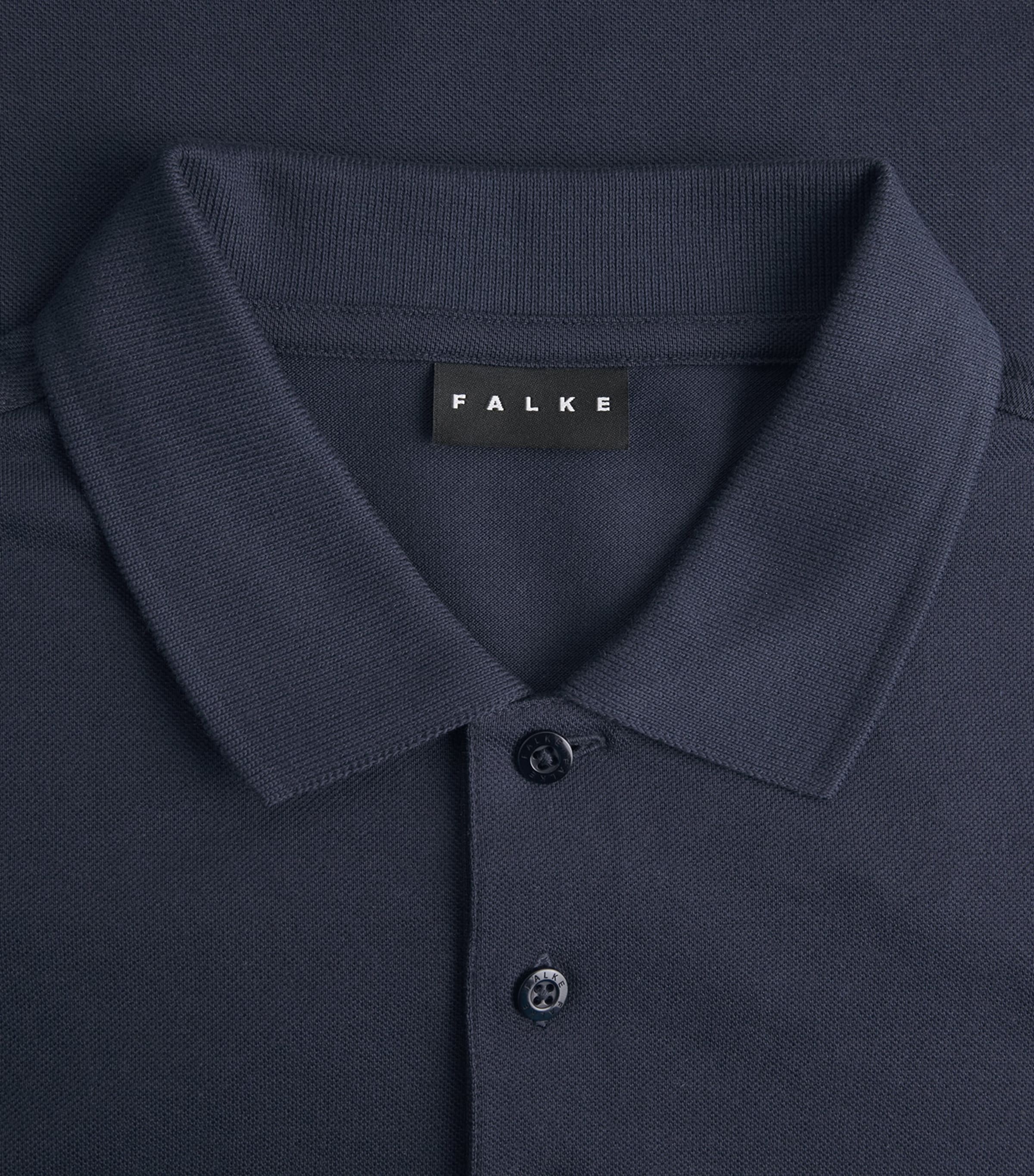 Falke Mens Pima Cotton Piqué Polo Shirt Space Blue Image 6