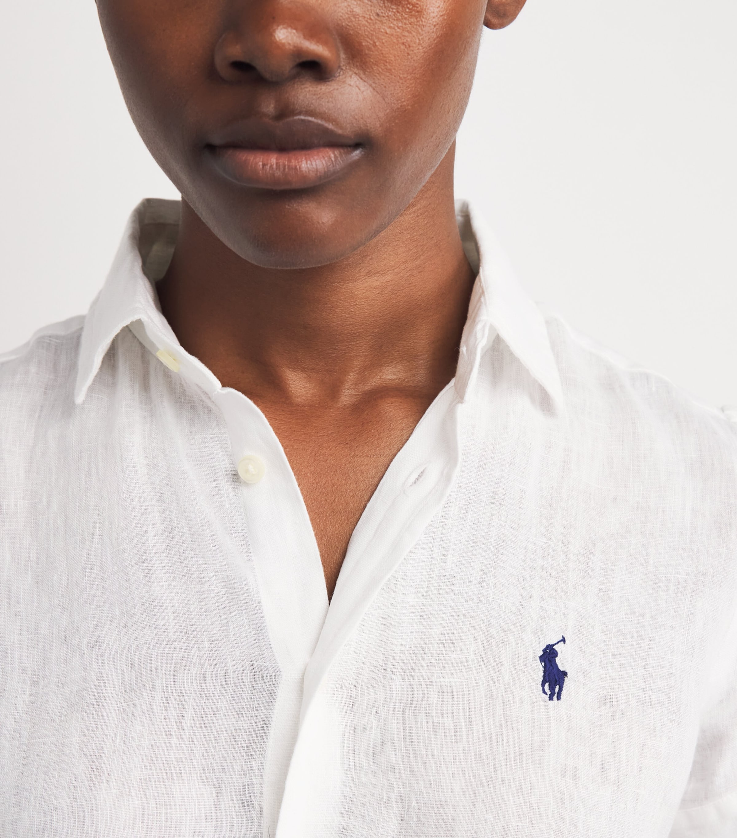 Polo Ralph Lauren Womens Linen Short-Sleeve Shirt Classic Oxford White Image 3