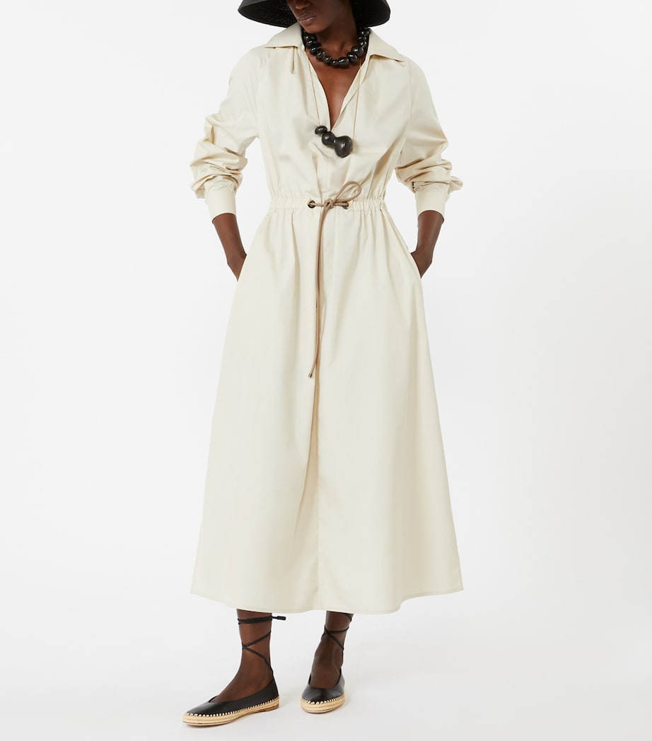 Max Mara Womens Cotton Drawstring Midi Shirt Dress Beige Image 2