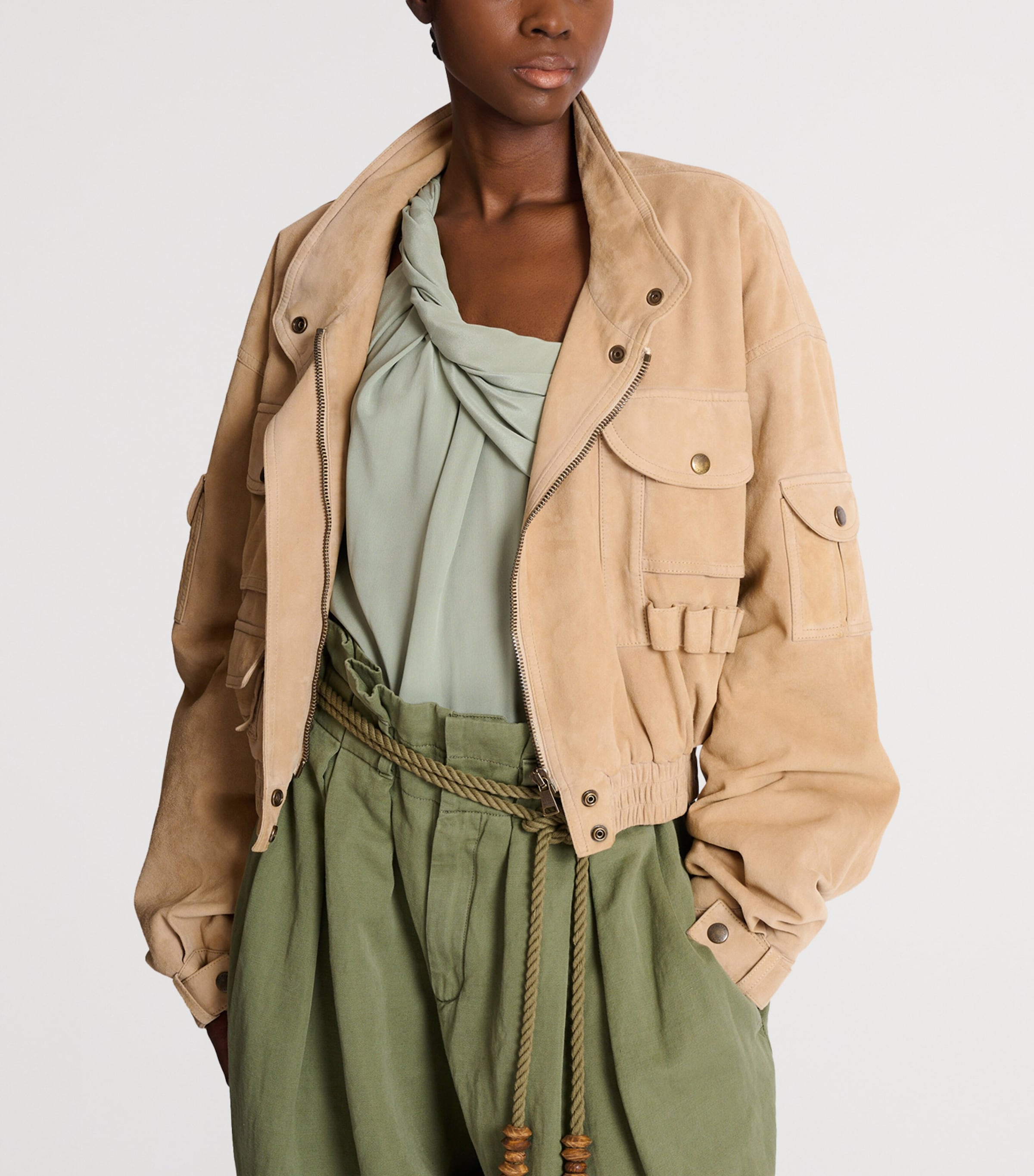 Suede Bomber Jacket 8FI SABLE Image 7