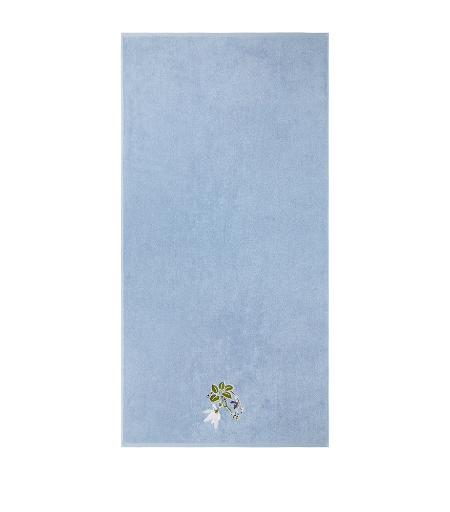 Yves Delorme Organic Cotton Rameau Bath Towel (70cm x 140cm) Blue Image 2