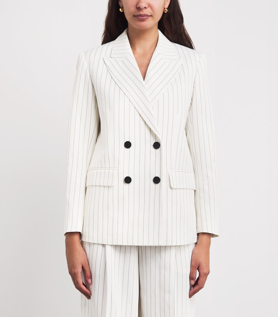Sandro Paris Womens Stripe Double-Breasted Blazer Ecru / Black Image 4