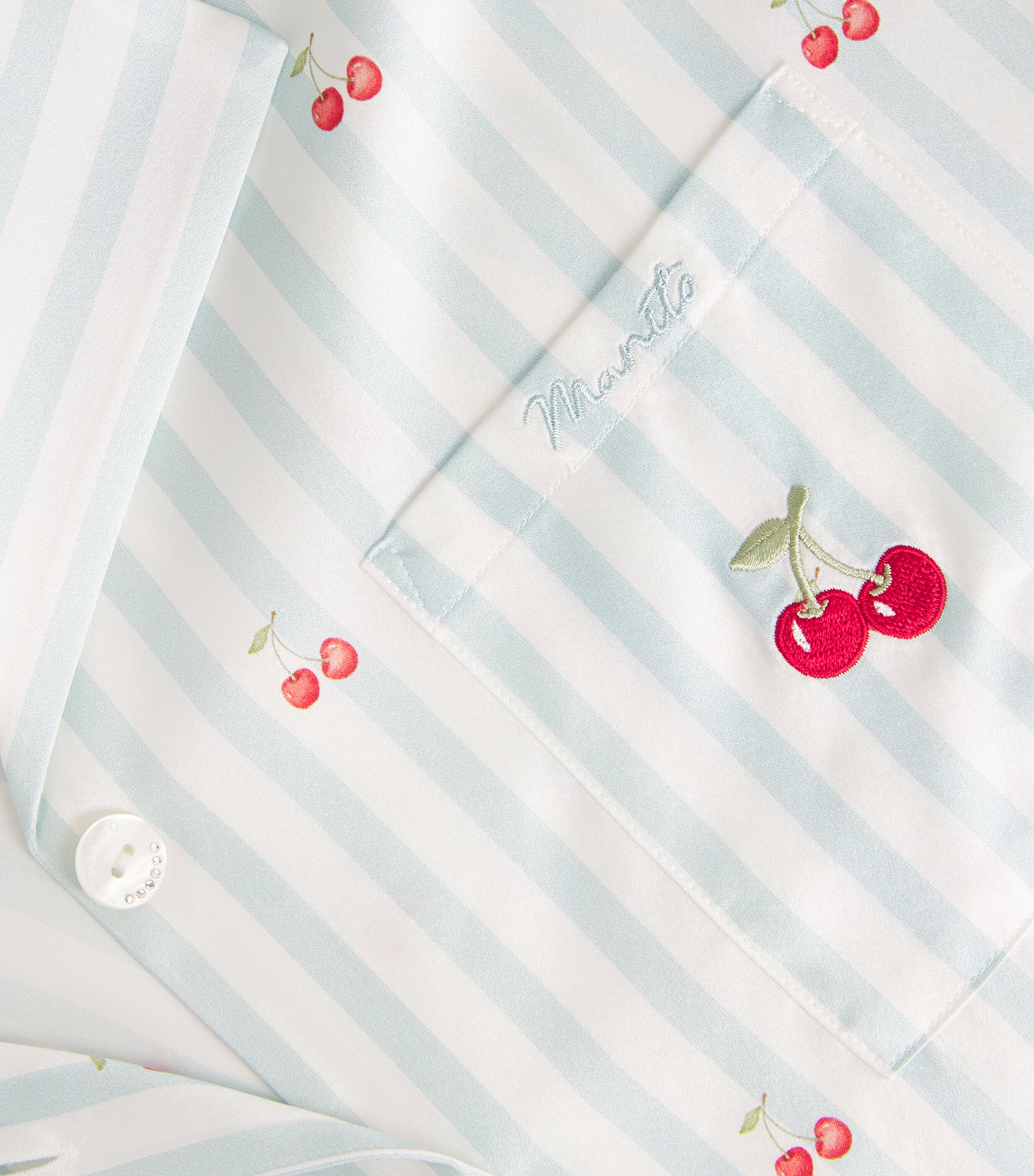 MANITO Womens Summer Fruits Short Pyjama Set Cherry Blue Image 6