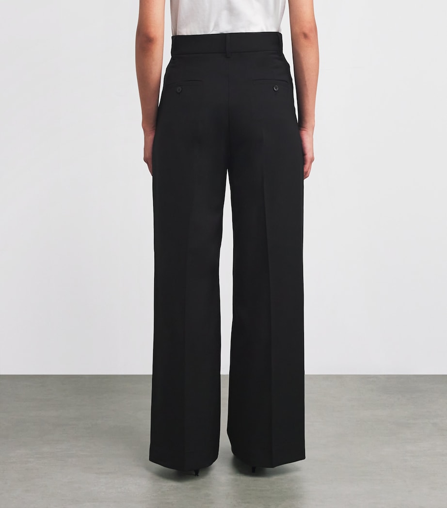 Virgin Wool Wide-Leg Trousers BLACK Image 4