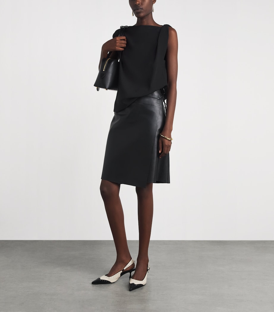 Vince Womens Crepe Draped-Shoulder Top Black Image 2