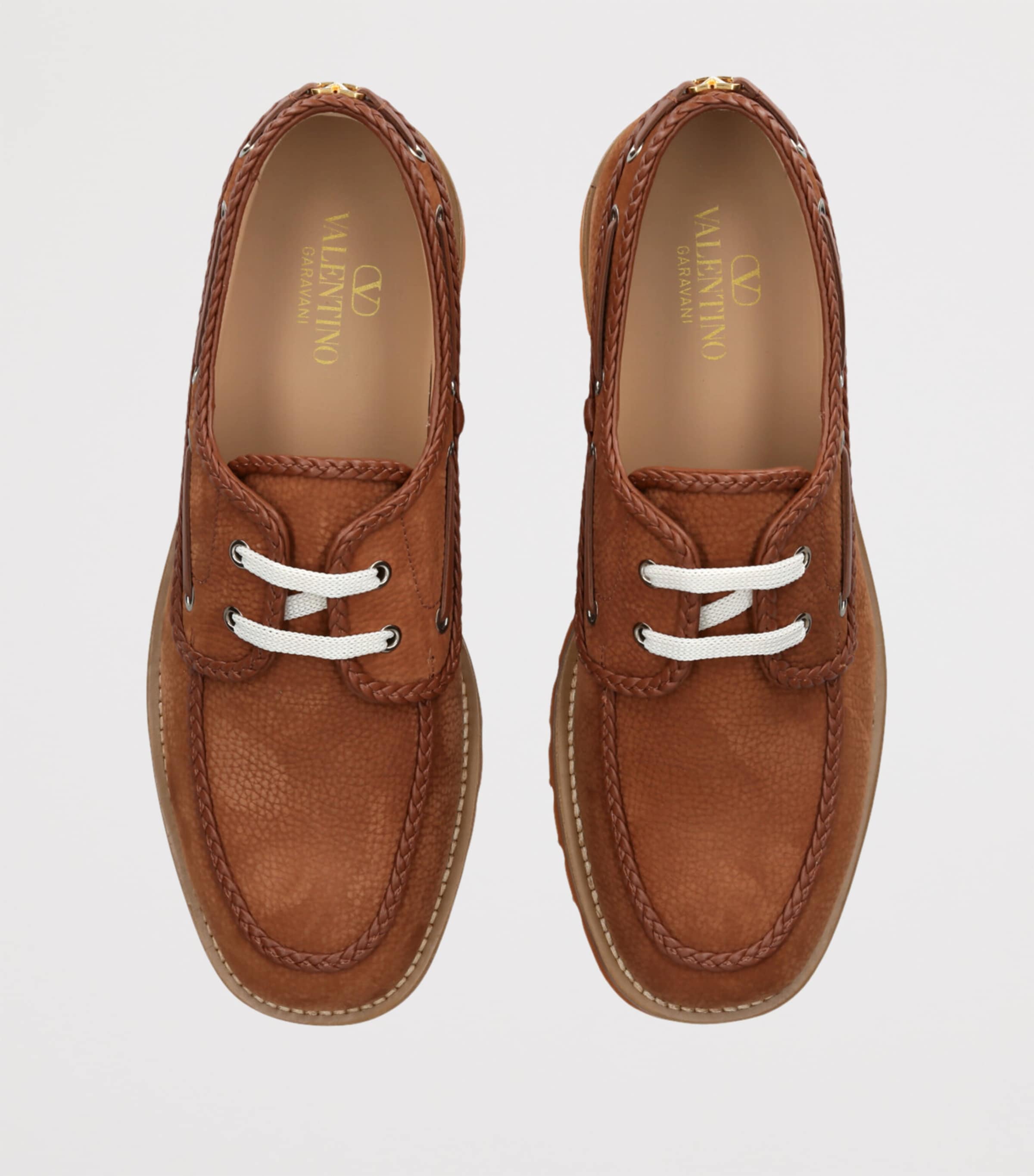 Valentino Garavani Mens Suede Palm Avenue Boat Shoes Tan Image 4