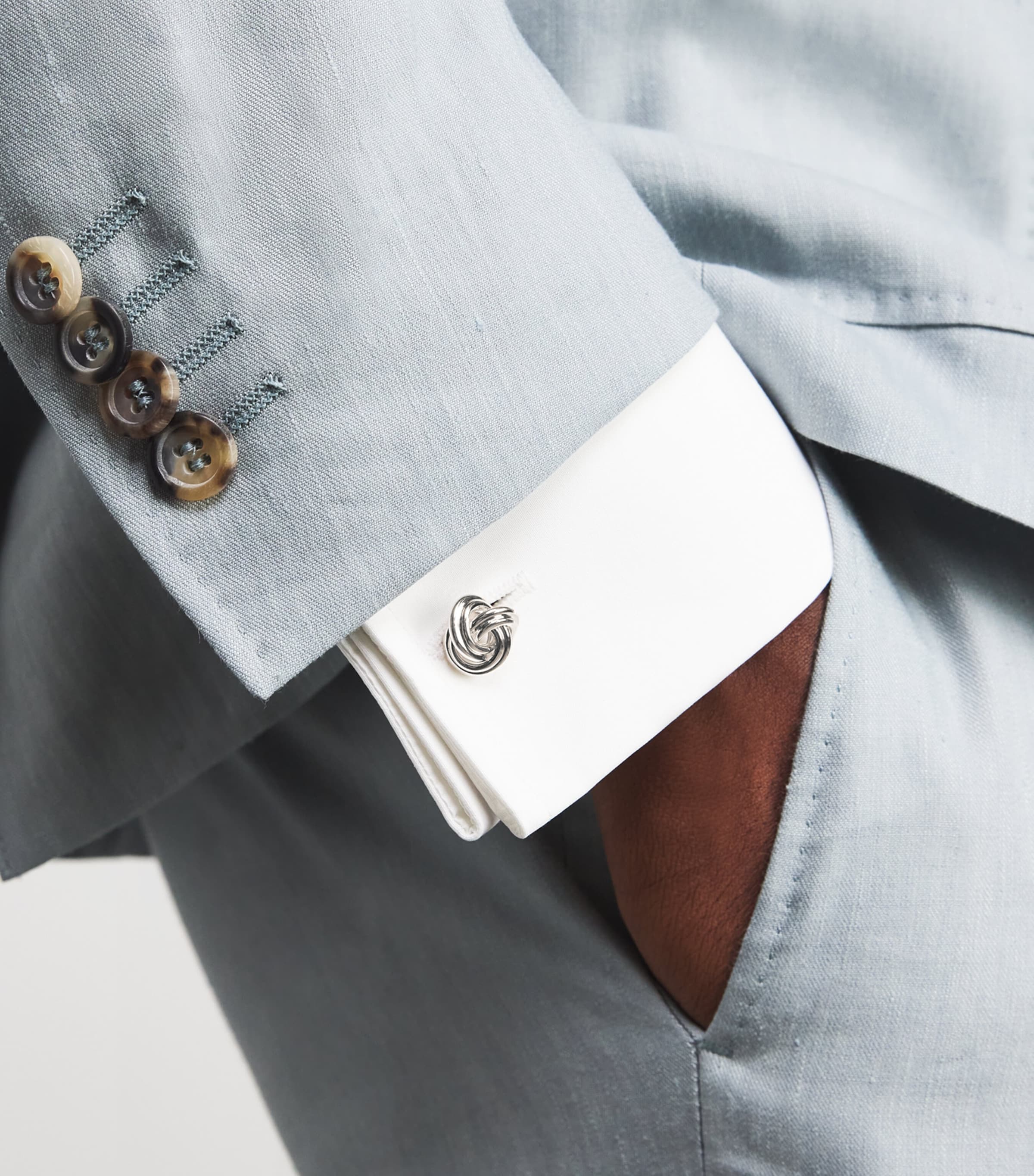 Sterling Silver Knot Cufflinks SILVER Image 2