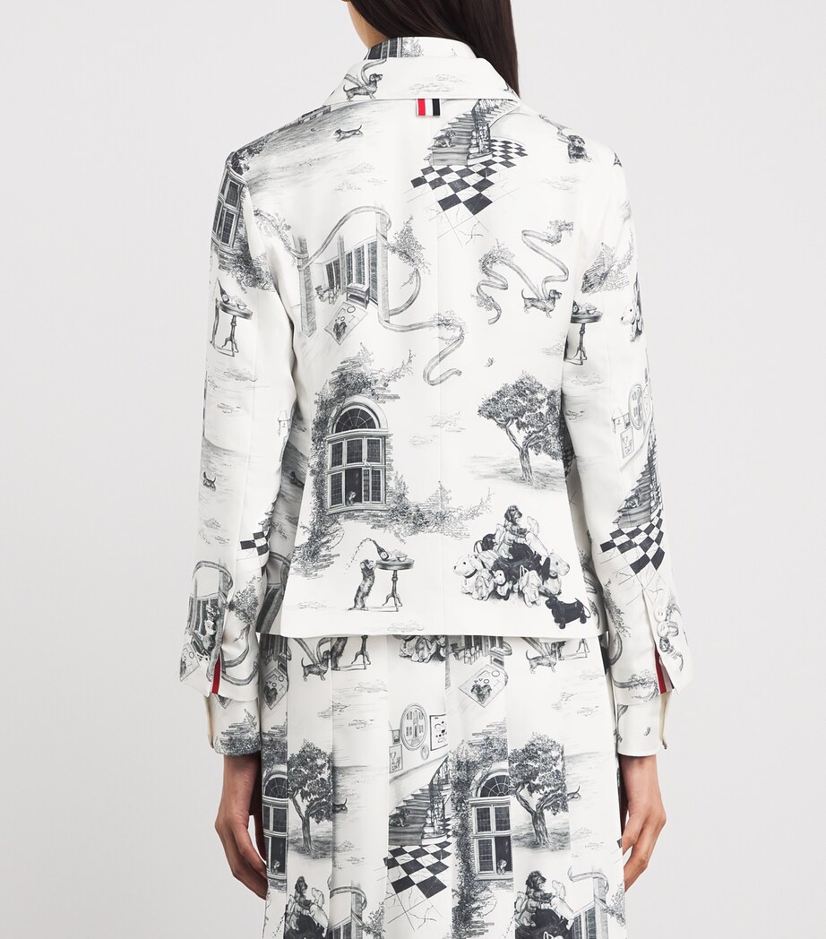 Thom Browne Womens Silk Twill Hector Toile Blazer Blk/wht Image 5