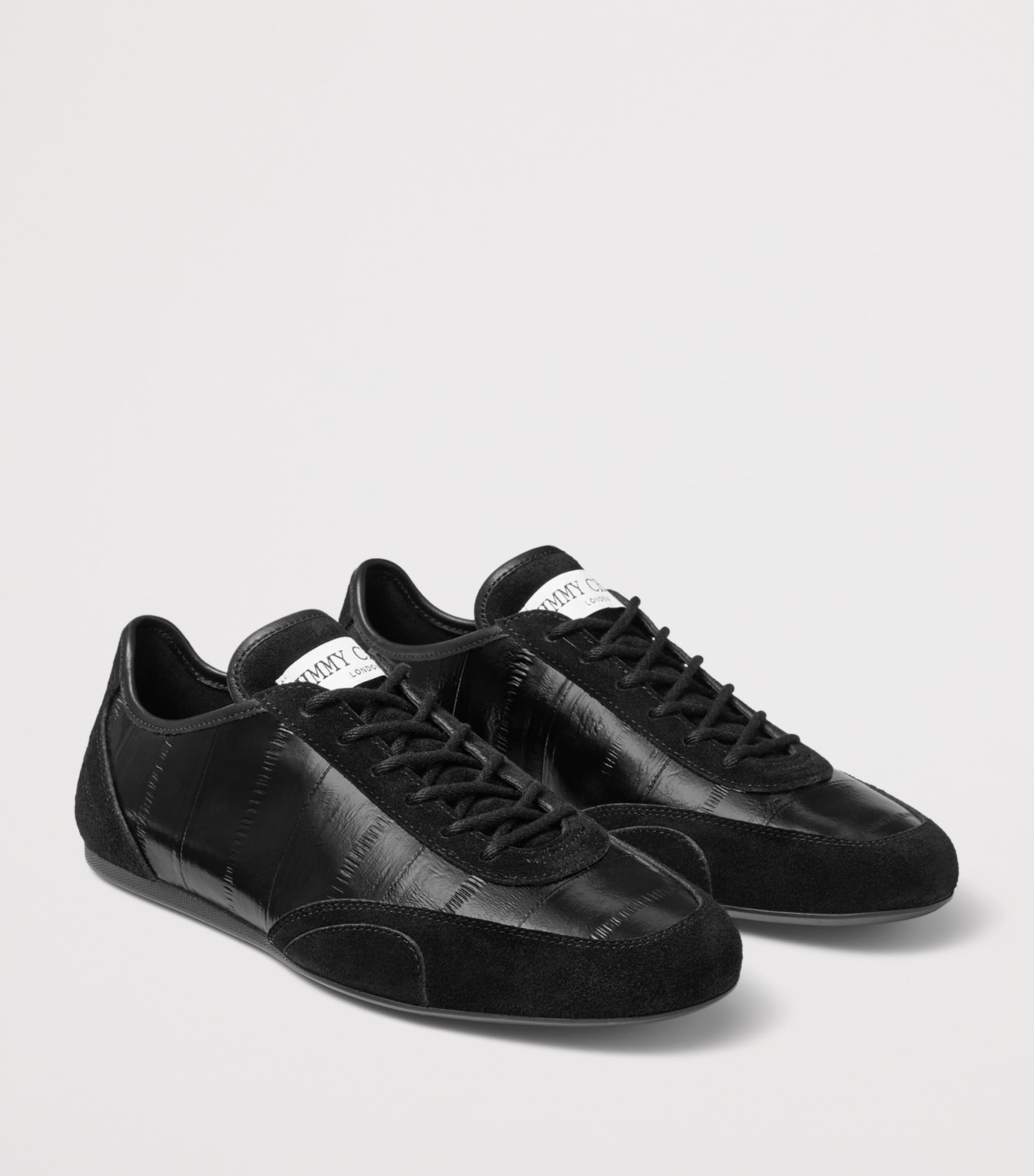 Jimmy Choo Sunny F Leather-Suede Sneakers V Black Image 2