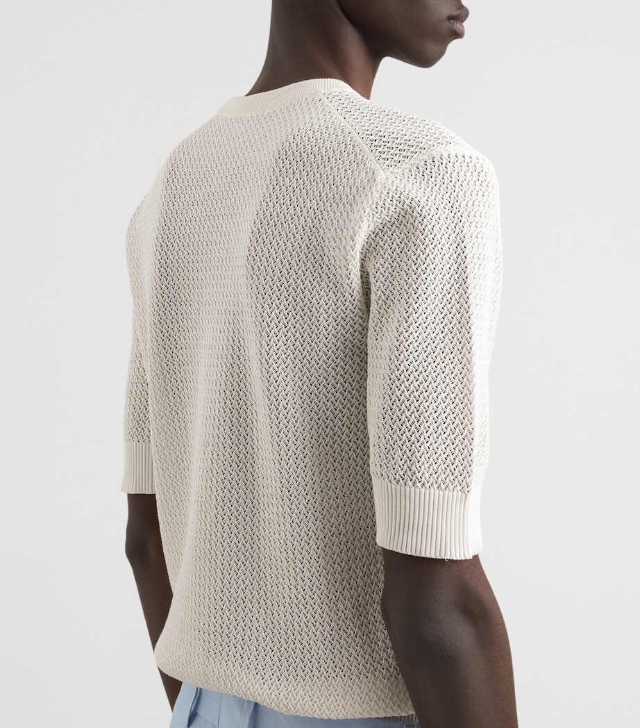 Cotton Short-Sleeve Sweater W0001-NATURAL W Image 3