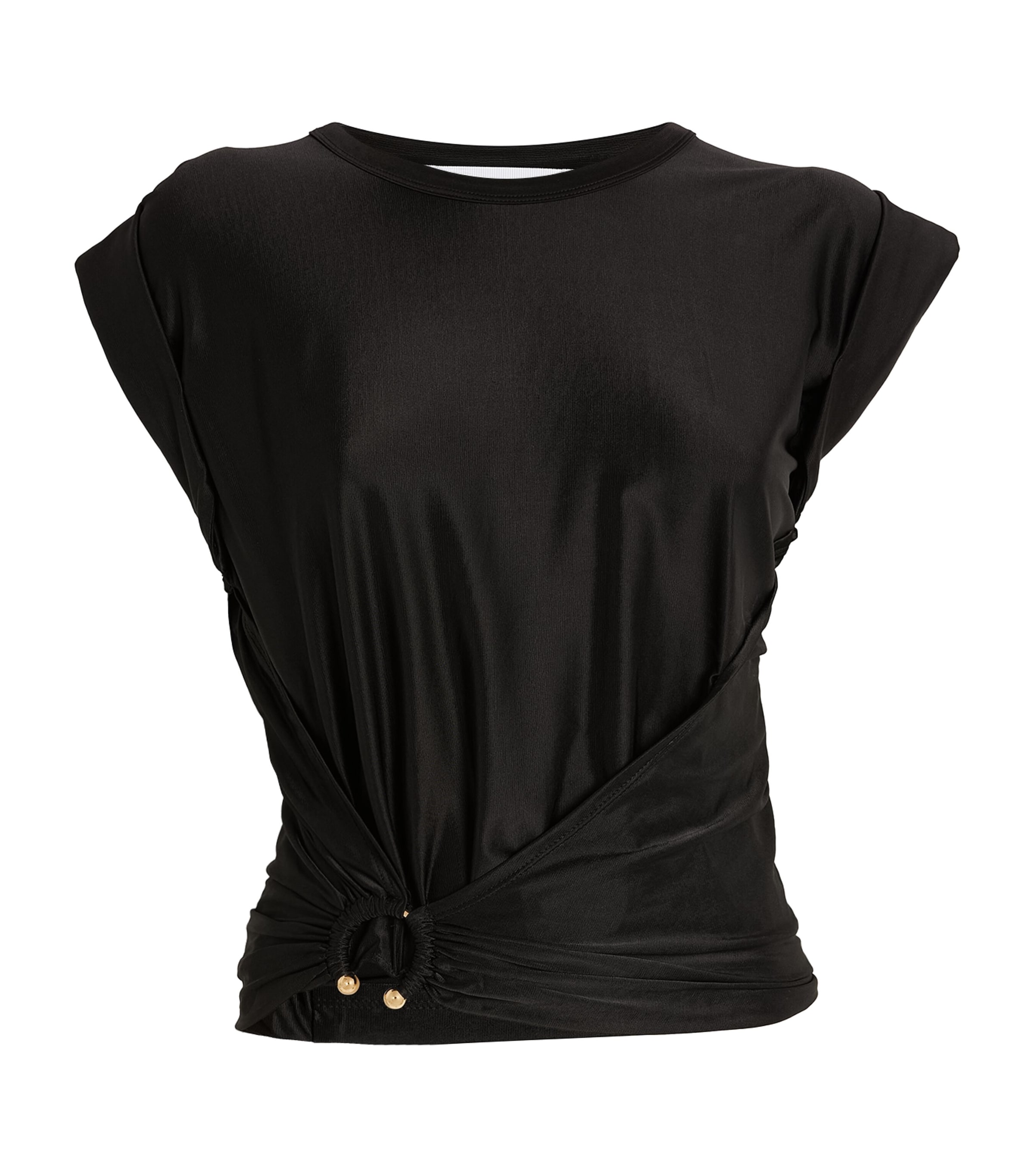 Rabanne Asymmetric Gathered-detail Blouse In Black In Black