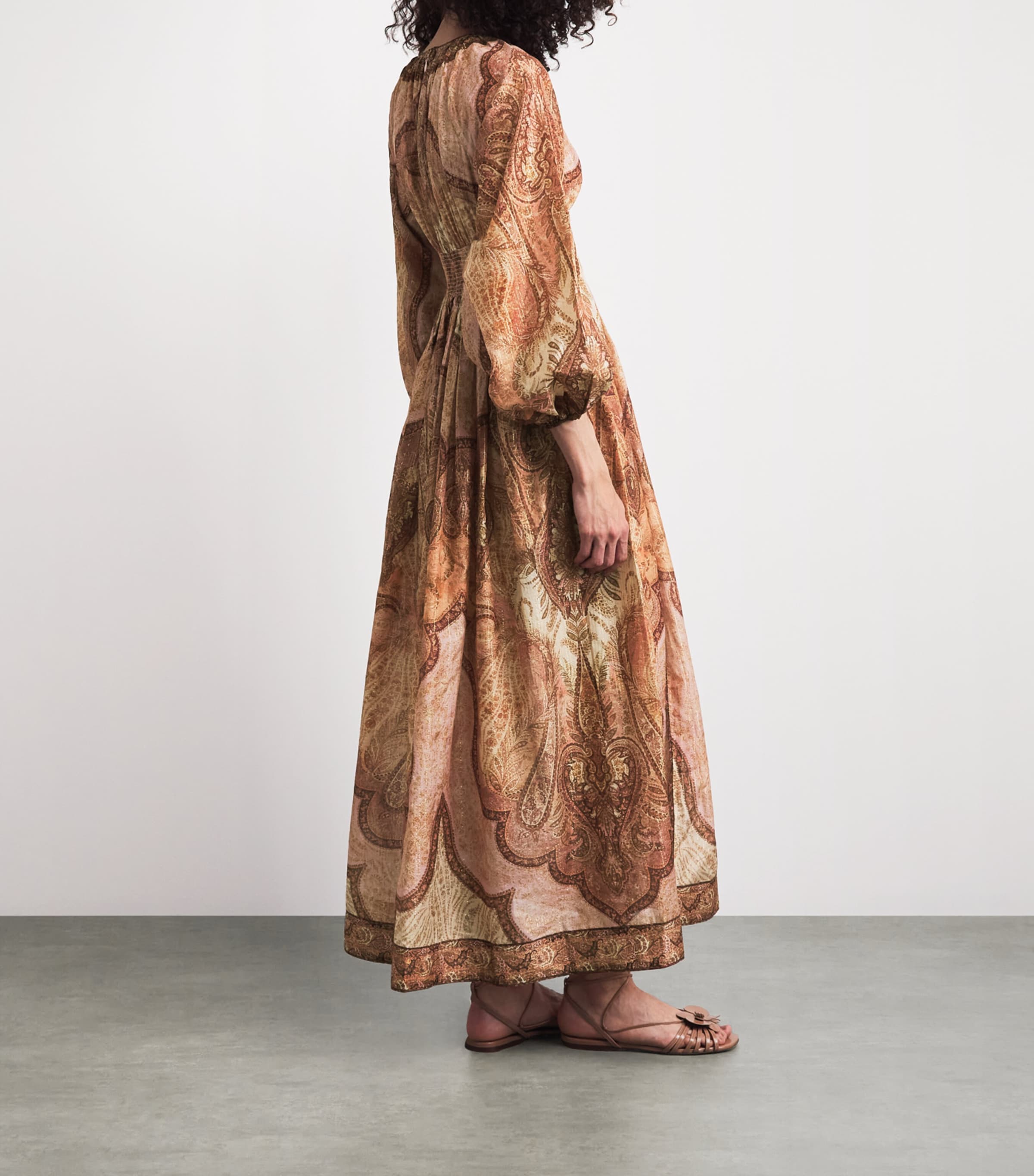 Zimmermann Womens Cotton-Silk-Blend Wanderlust Maxi Dress Tpstry Brgndy Mltbml Image 4