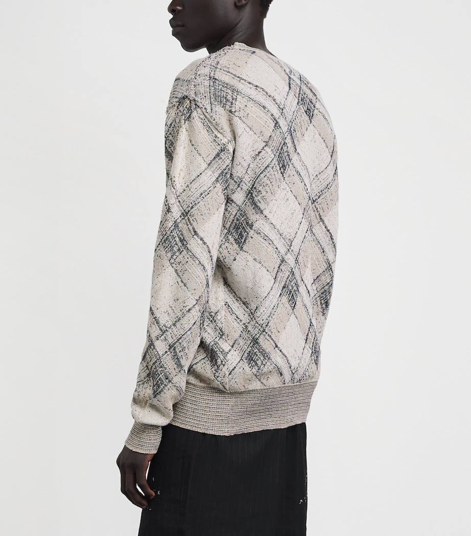Vivienne Westwood Mens Linen-Blend Broken Tartan Sweater Gold/multi Image 5