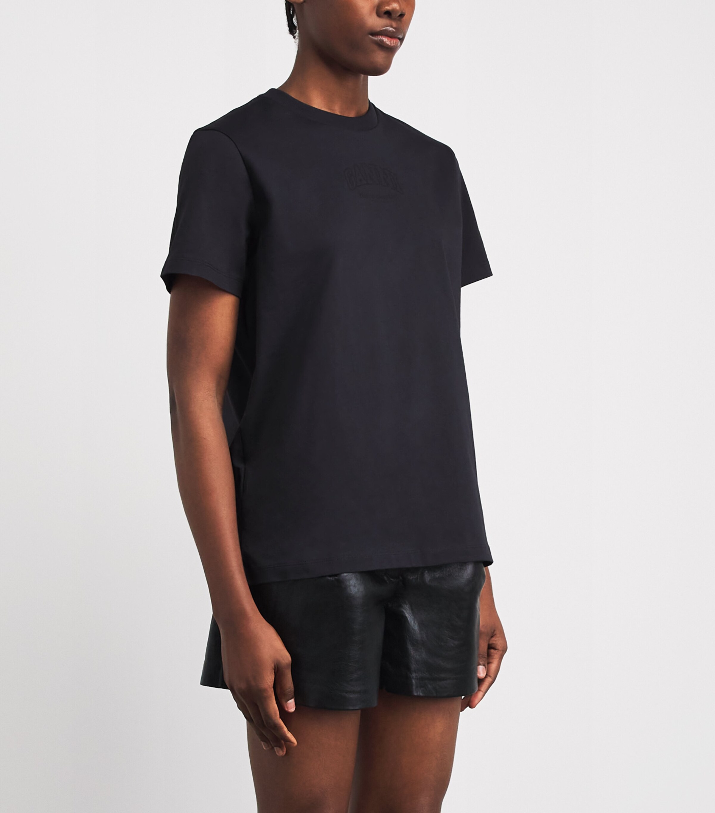 GANNI Womens Organic Cotton Logo T-Shirt Phantom Image 4