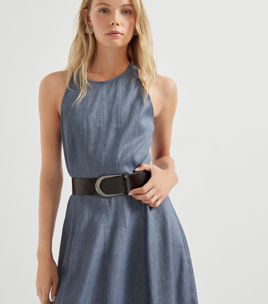 Linen-Blend Sparkling Midi Dress C007 Image 5