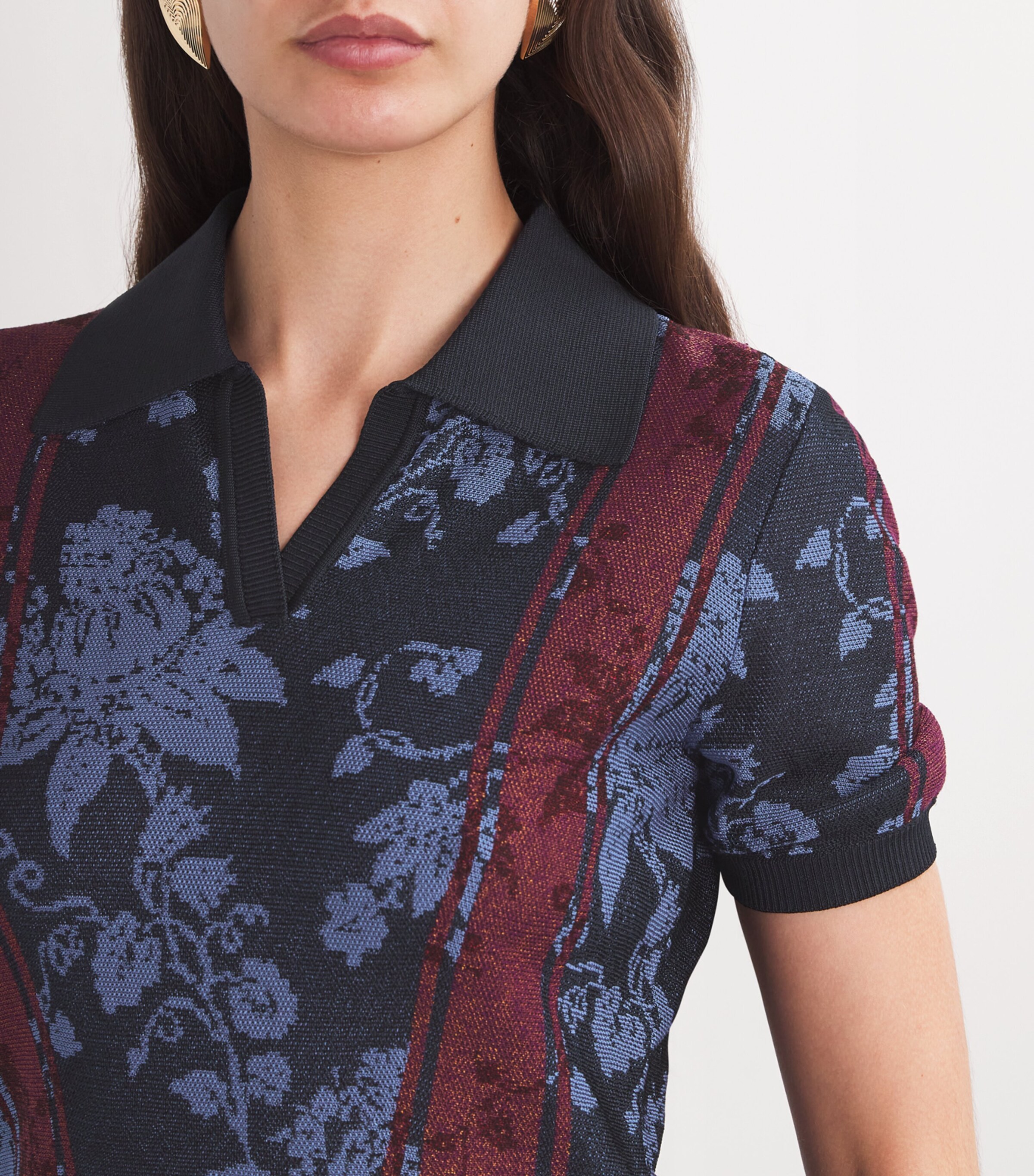 Etro Womens Jacquard Polo Shirt Image 6