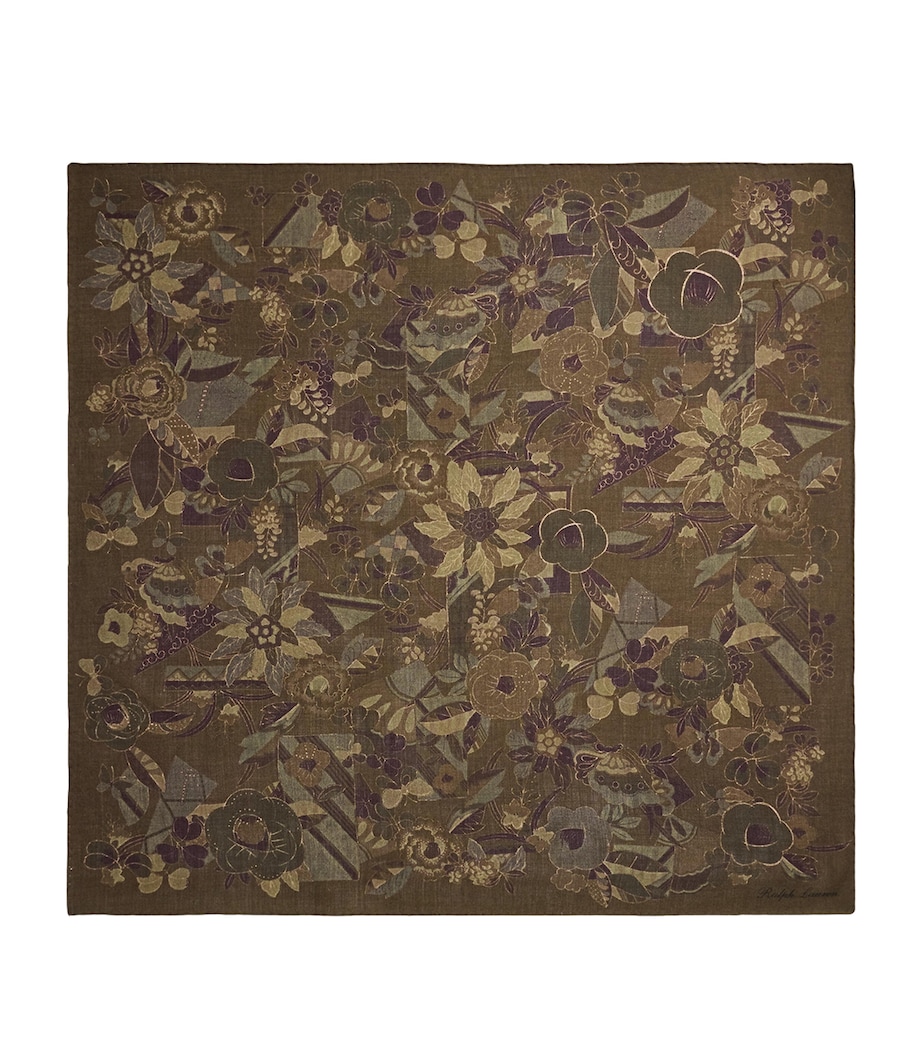 Ralph Lauren Collection Cashmere Floral Square Scarf Sycamore Multi Image 1