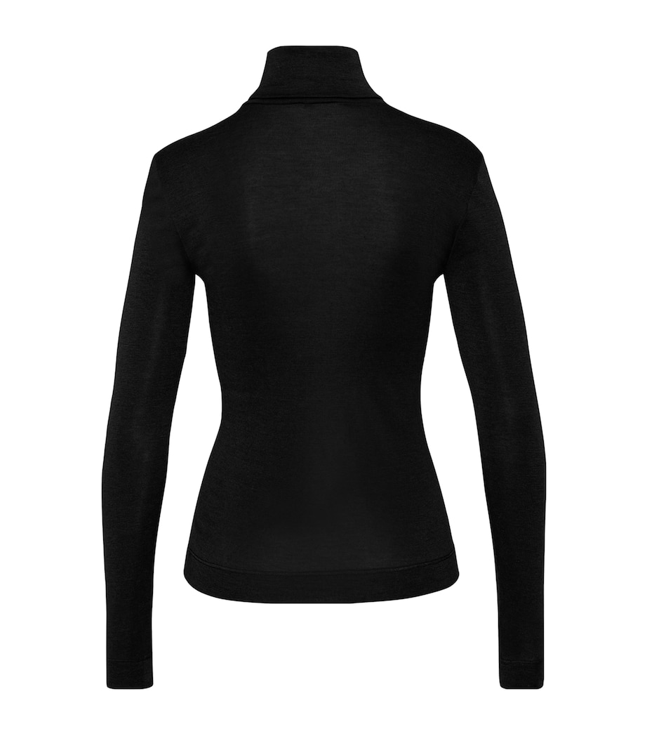 Silk-Cashmere Rollneck Top BLACK Image 3