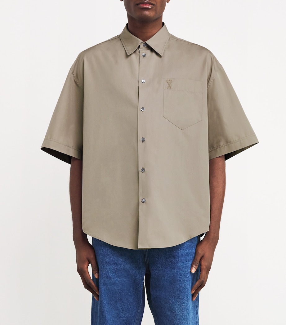AMI Paris Mens Cotton Oversized Short-Sleeve Shirt Image 3