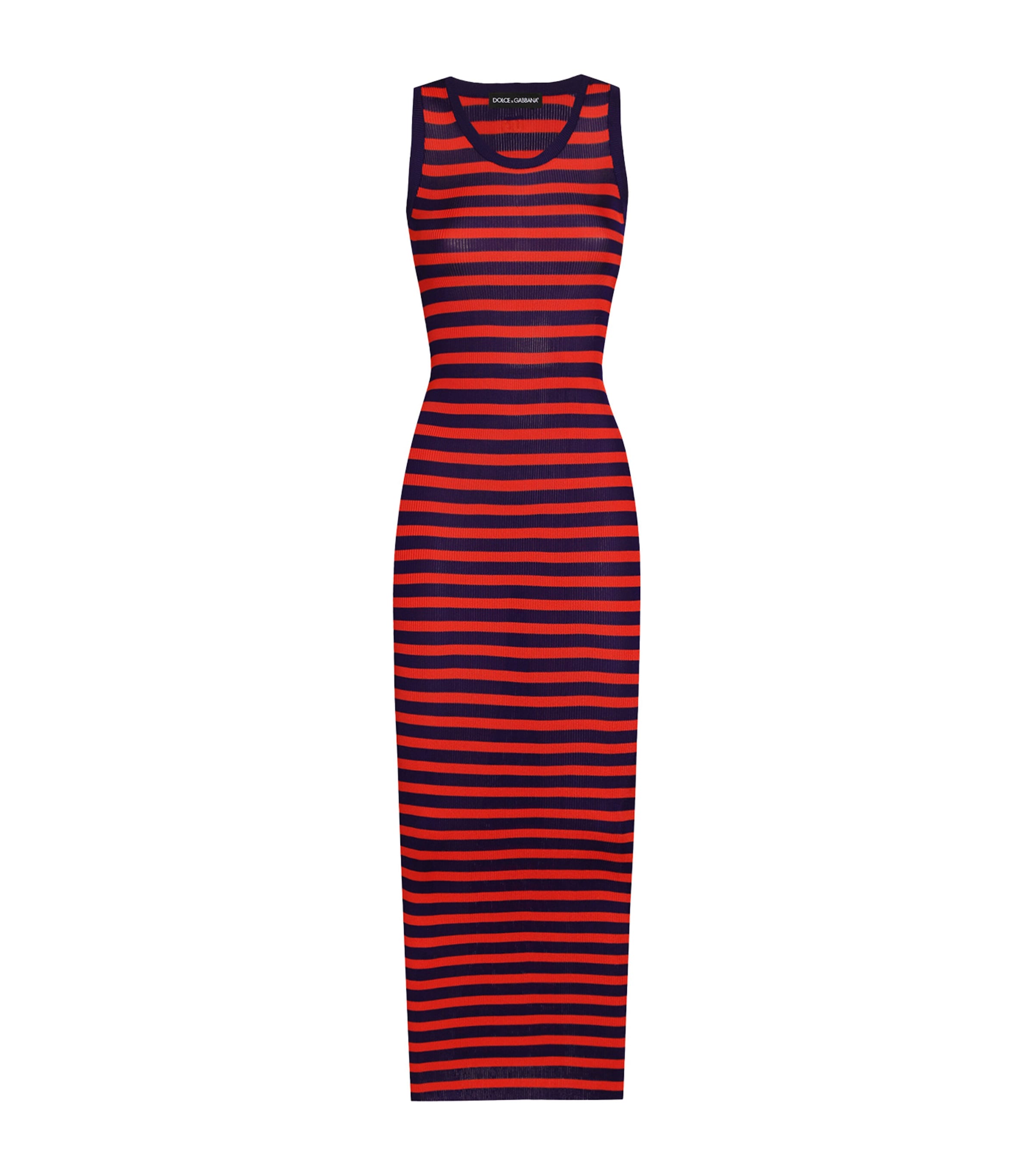 Dolce & Gabbana Rib-knit Stripe Maxi Dress In Red