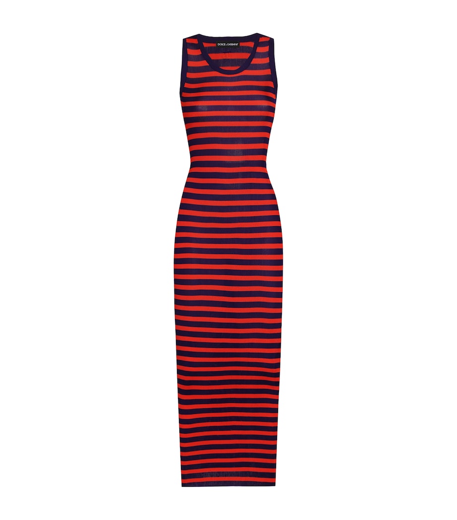 Rib-Knit Stripe Maxi Dress F4524-VIOLA/ROSSO Image 1