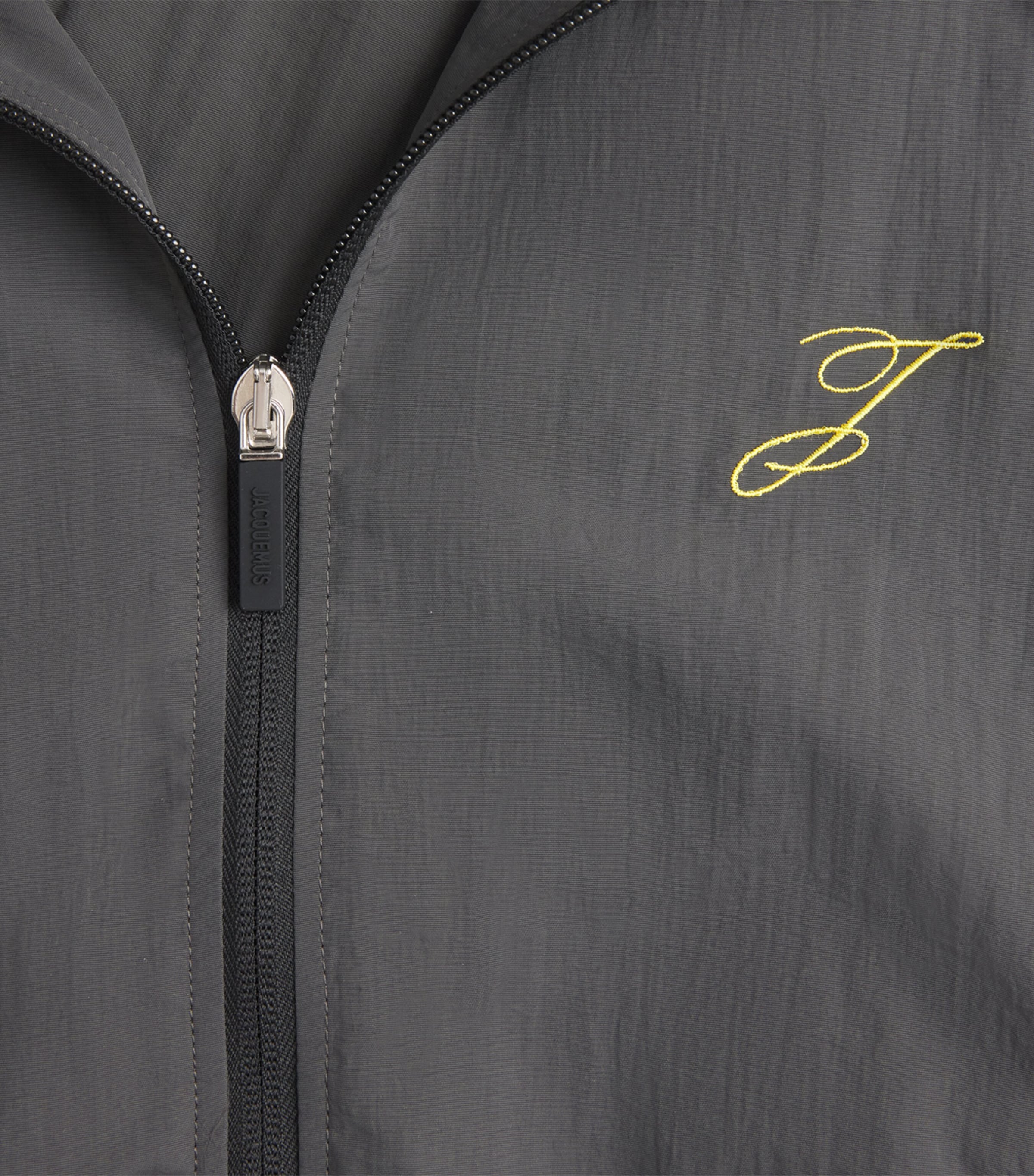Jacquemus Mens Embroidered Initial Windbreaker Jacket Dark Grey Image 6