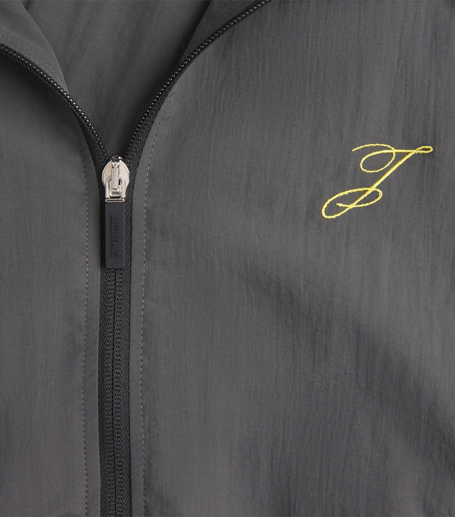 Jacquemus Mens Embroidered Initial Windbreaker Jacket Dark Grey Image 6