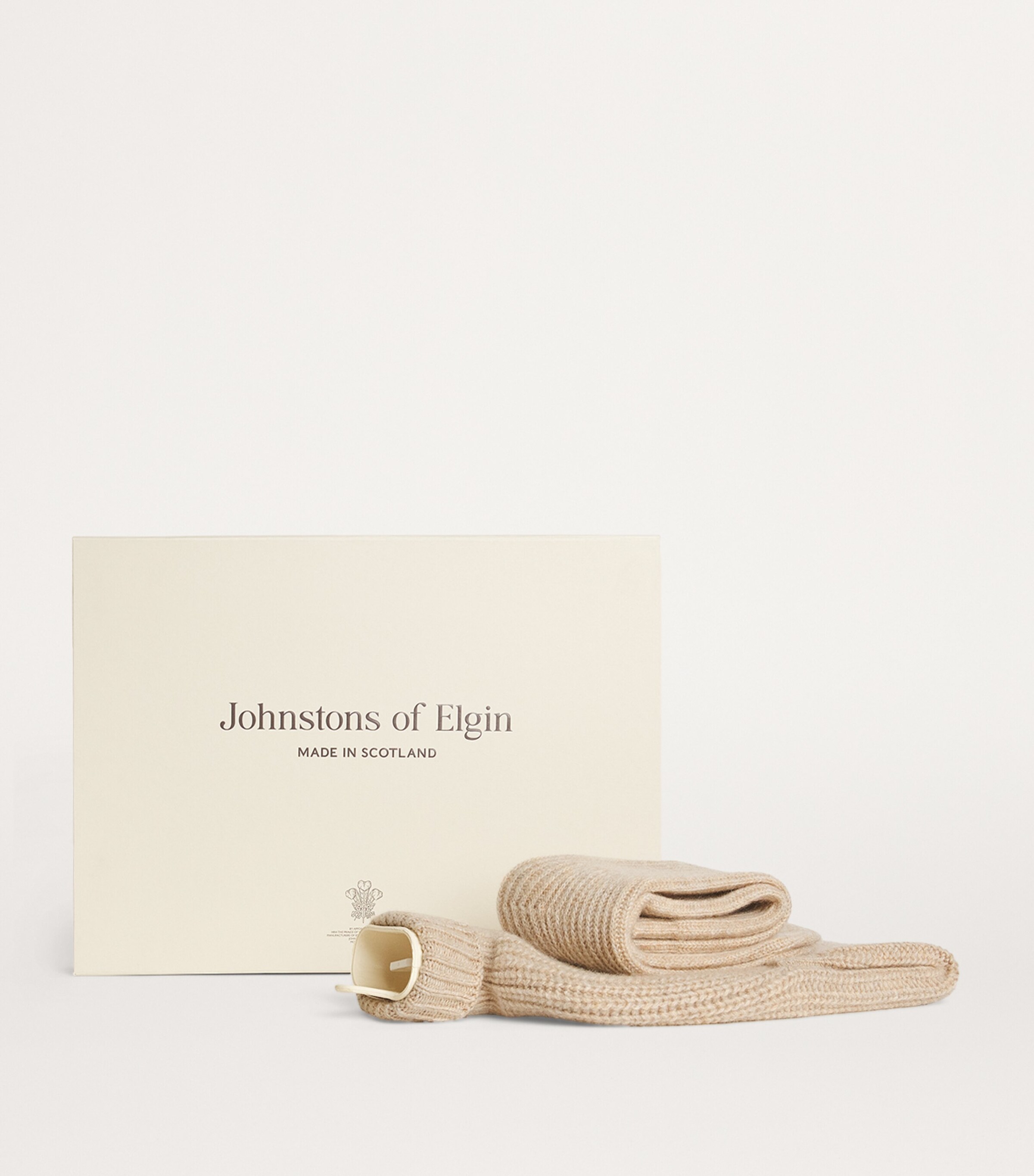 Johnstons Of Elgin Womens Cashmere Hot Water Bottle and Socks Gift Set Oatmeal Image 2