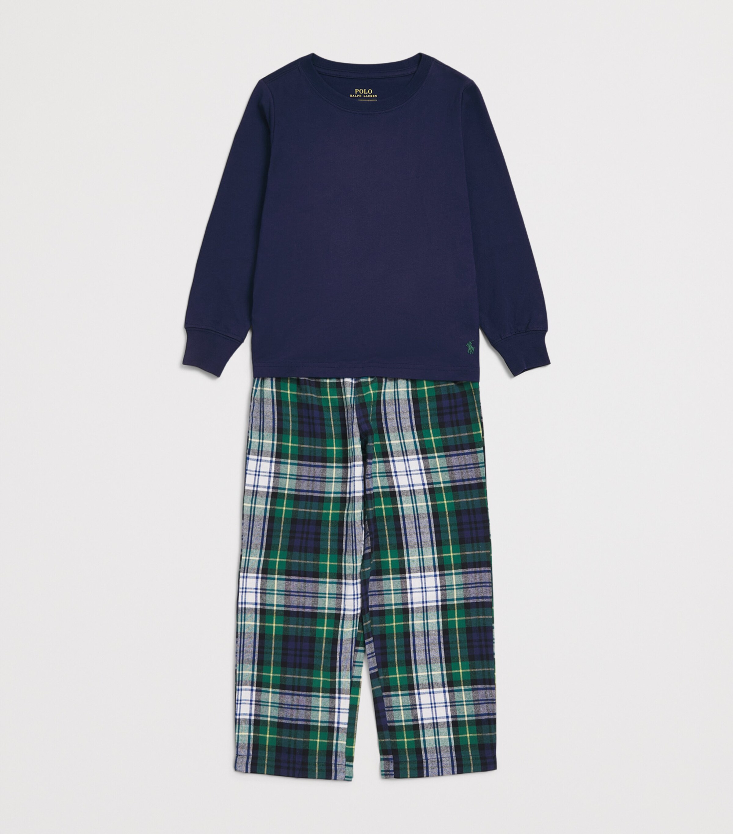 Ralph Lauren Kids Cotton Pyjama Set (4-7 Years) Blgwhite Gordon Plad Image 3