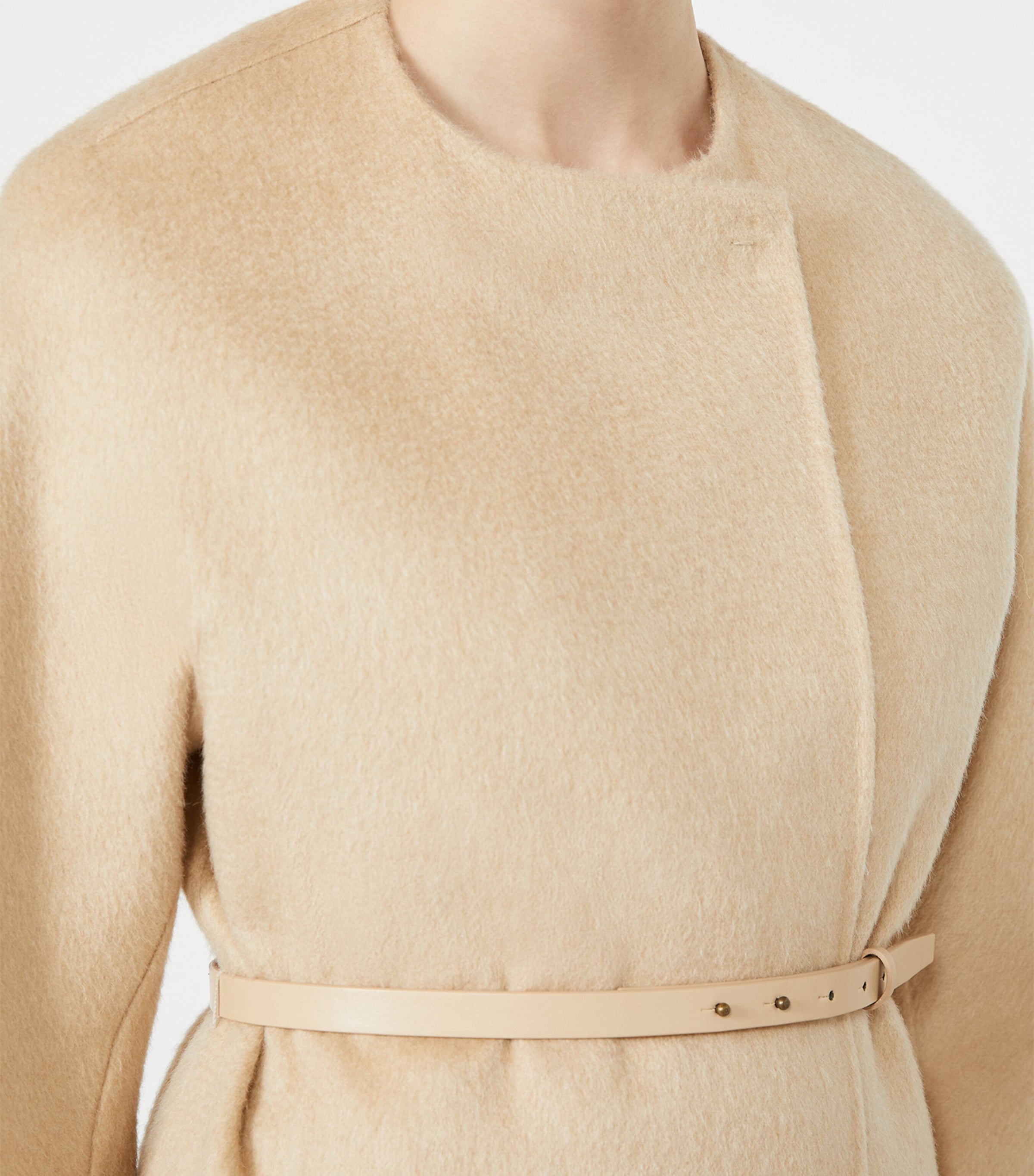 Max Mara Womens Camel-Mohair Wrap Coat Beige Image 7