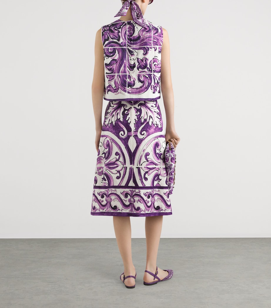 Cotton-Blend Majolica Print Midi Skirt HP5DQ-MIX MAIOLICA L Image 2