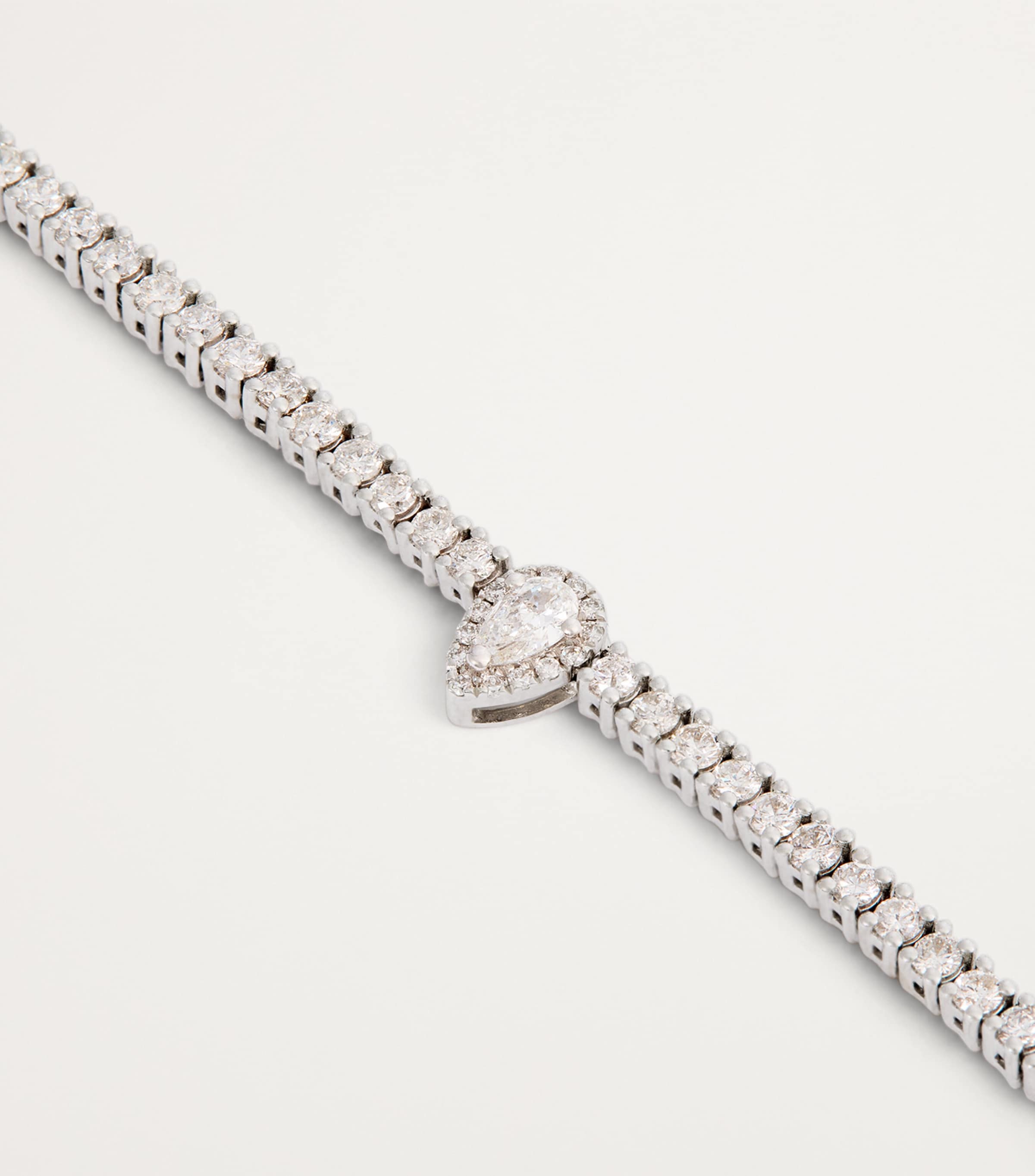 White Gold and Diamond Pear Tennis Necklace WHITE GOLD Image 4