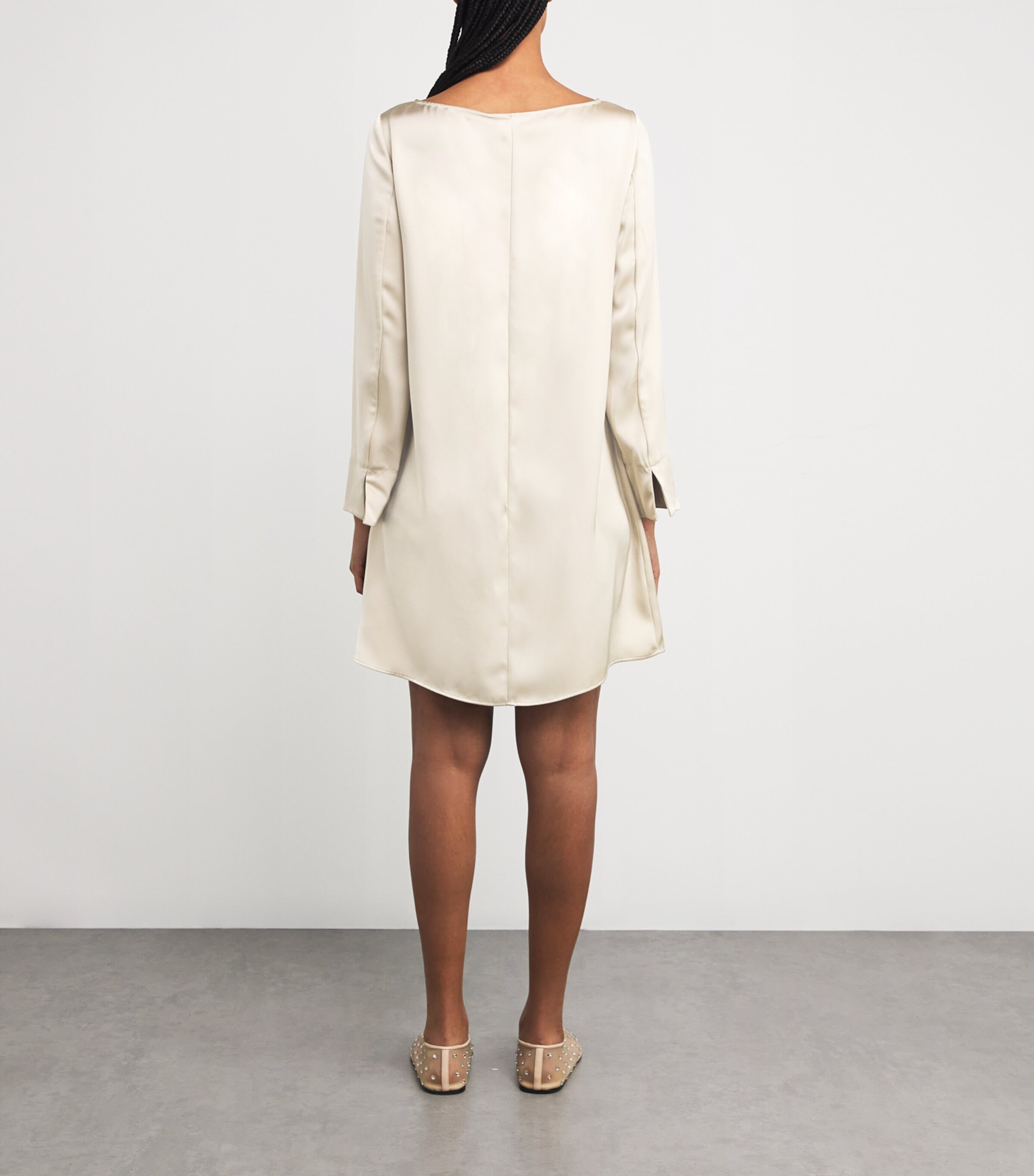 MAX&Co. Womens Satin Mini Dress Ecru Image 3