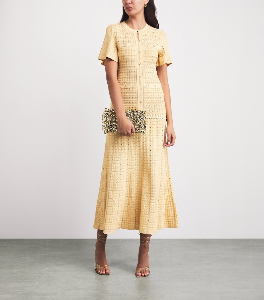 Sandro Paris Womens Knitted Rhinestone Maxi Dress Gold Image 2