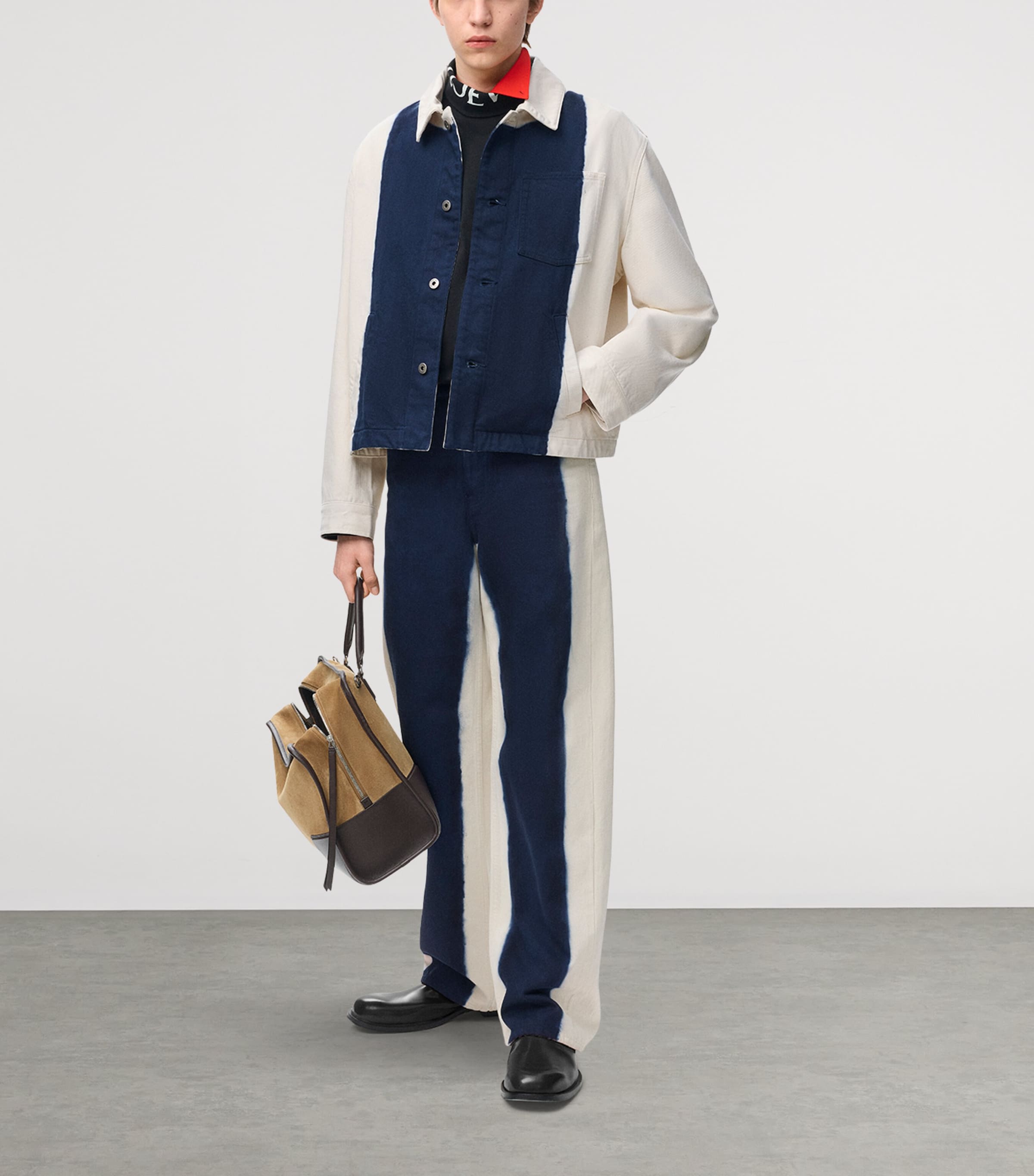 LOEWE Mens Two-Tone Denim Jacket Off White/blue Image 2