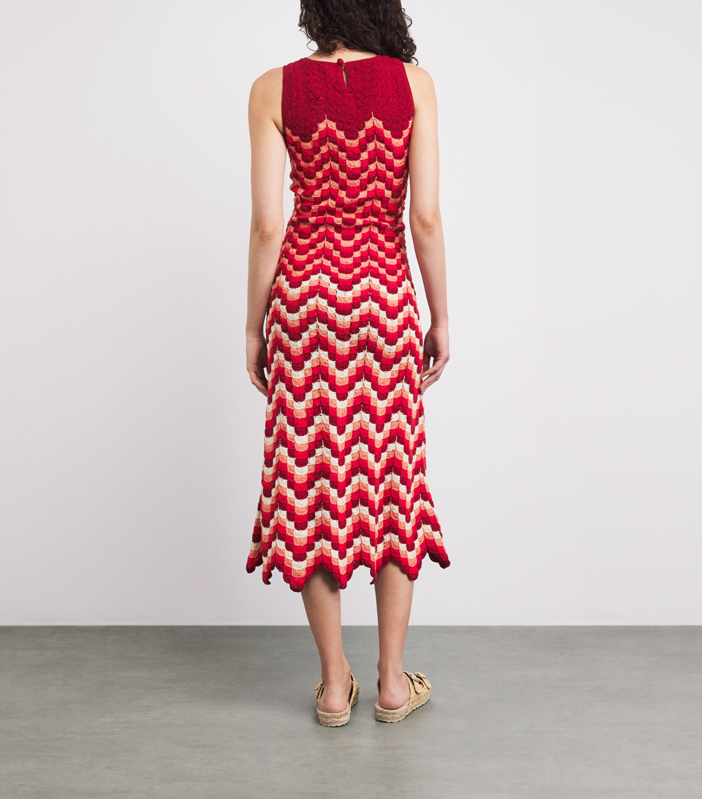 ESCVDO Womens Cotton Crochet Cuenca Midi Dress Scarlet Red Image 4