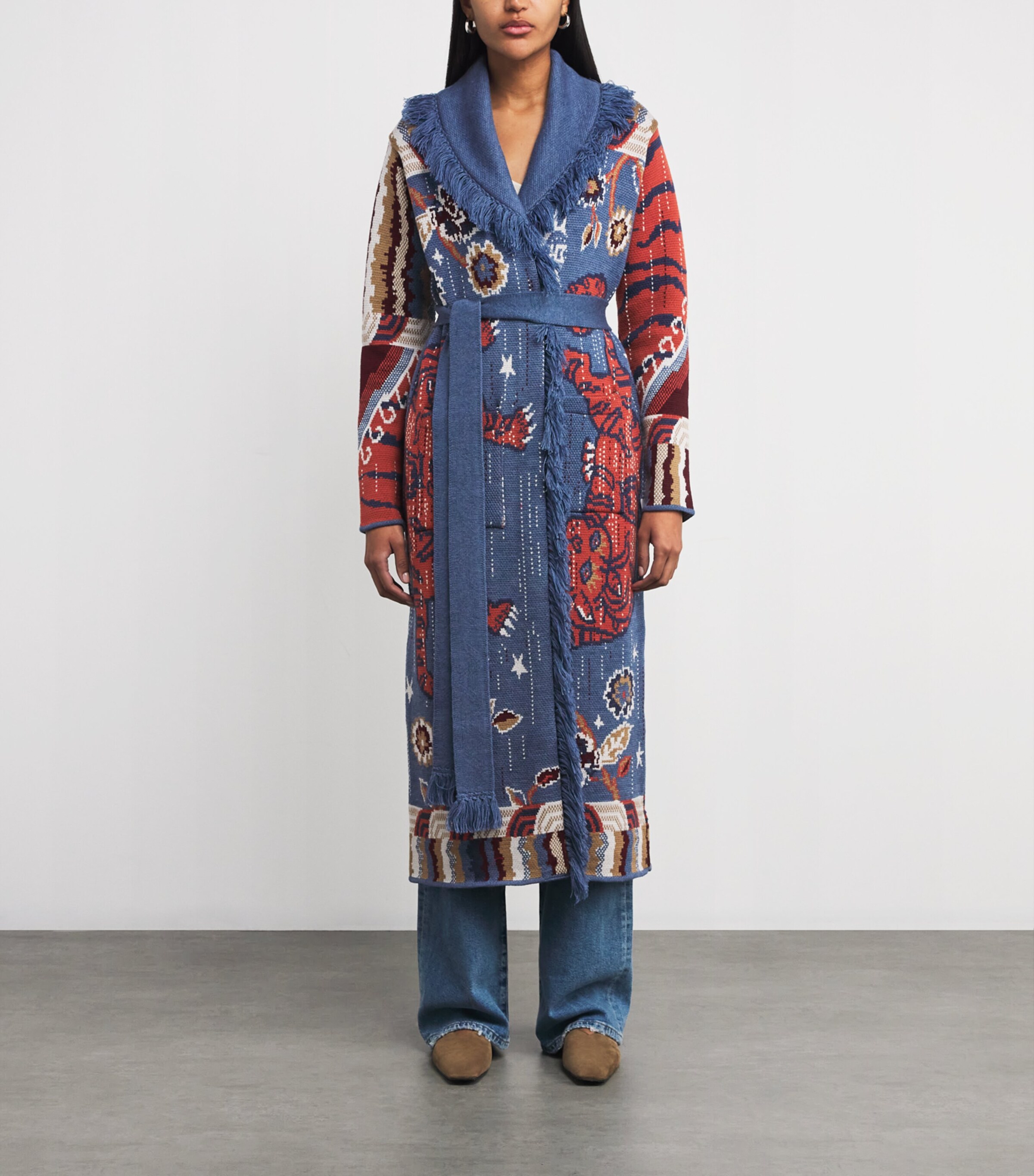 Merino Wool Jacquard Mick Coat TIBETAN TIGER NAVY Image 3