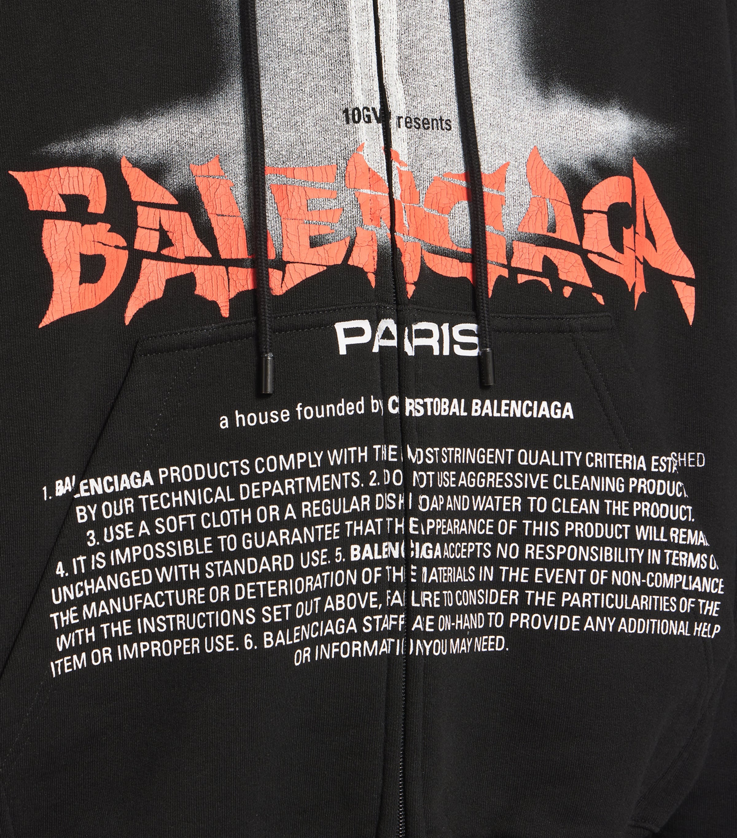 Balenciaga Mens Cotton Graphic Print Hoodie Image 6