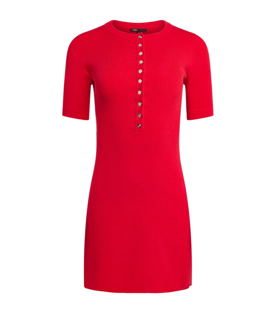 Cotton-Blend Ribbed Mini Dress RED Image 1