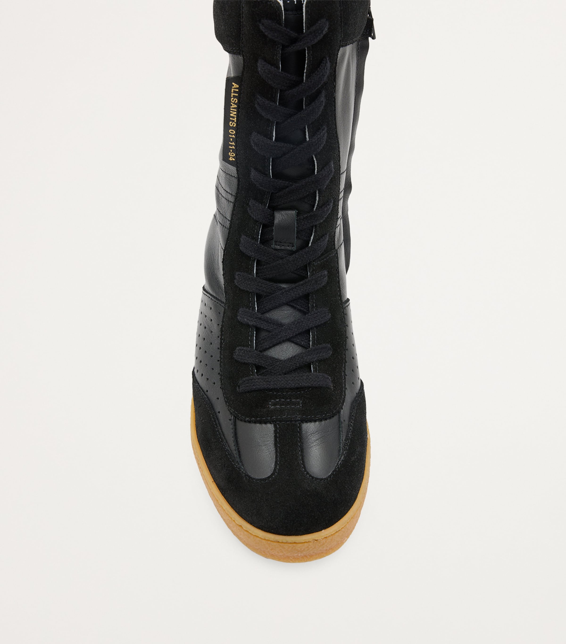 Leather-Suede Louise High-Top Sneakers BLACK Image 3