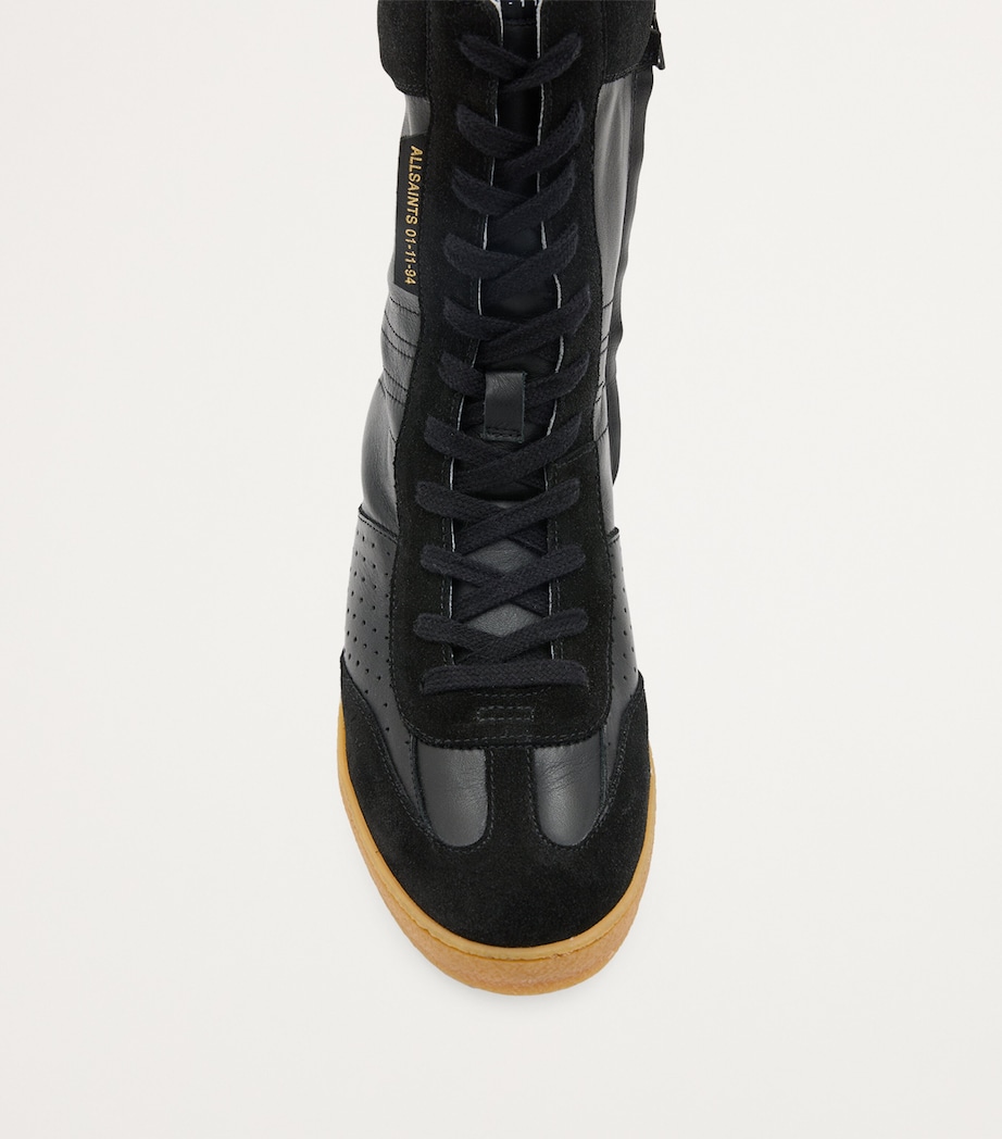 Leather-Suede Louise High-Top Sneakers BLACK Image 3
