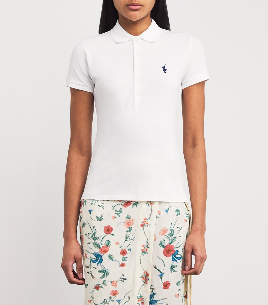 Stretch-Cotton Julie Polo Shirt WHITE Image 3
