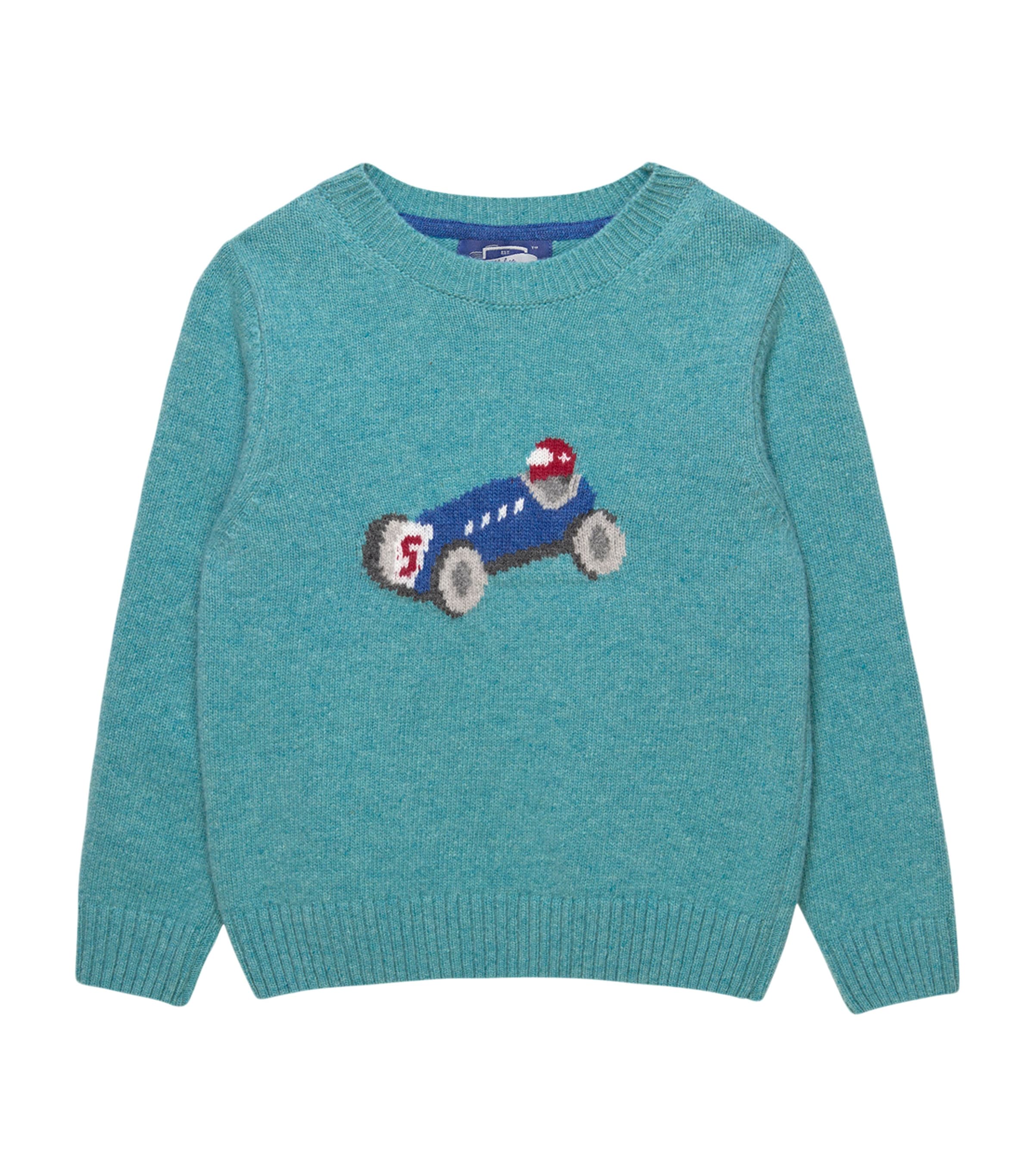 Trotters Wool-blend Henry Car Sweater In Green