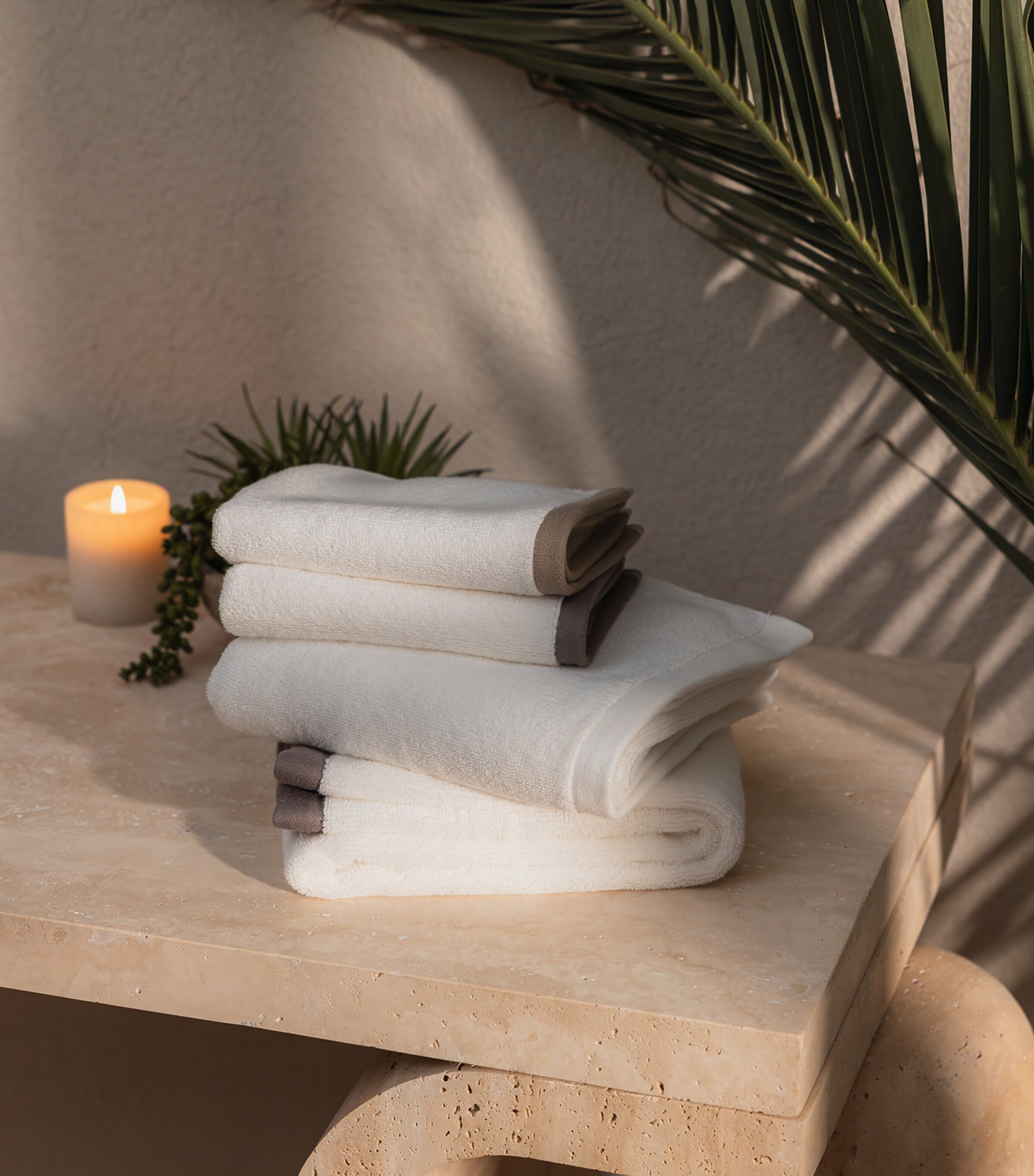 Hamam Organic Cotton Vesta Bath Towel (142cm x 76cm) White/vapour Image 3