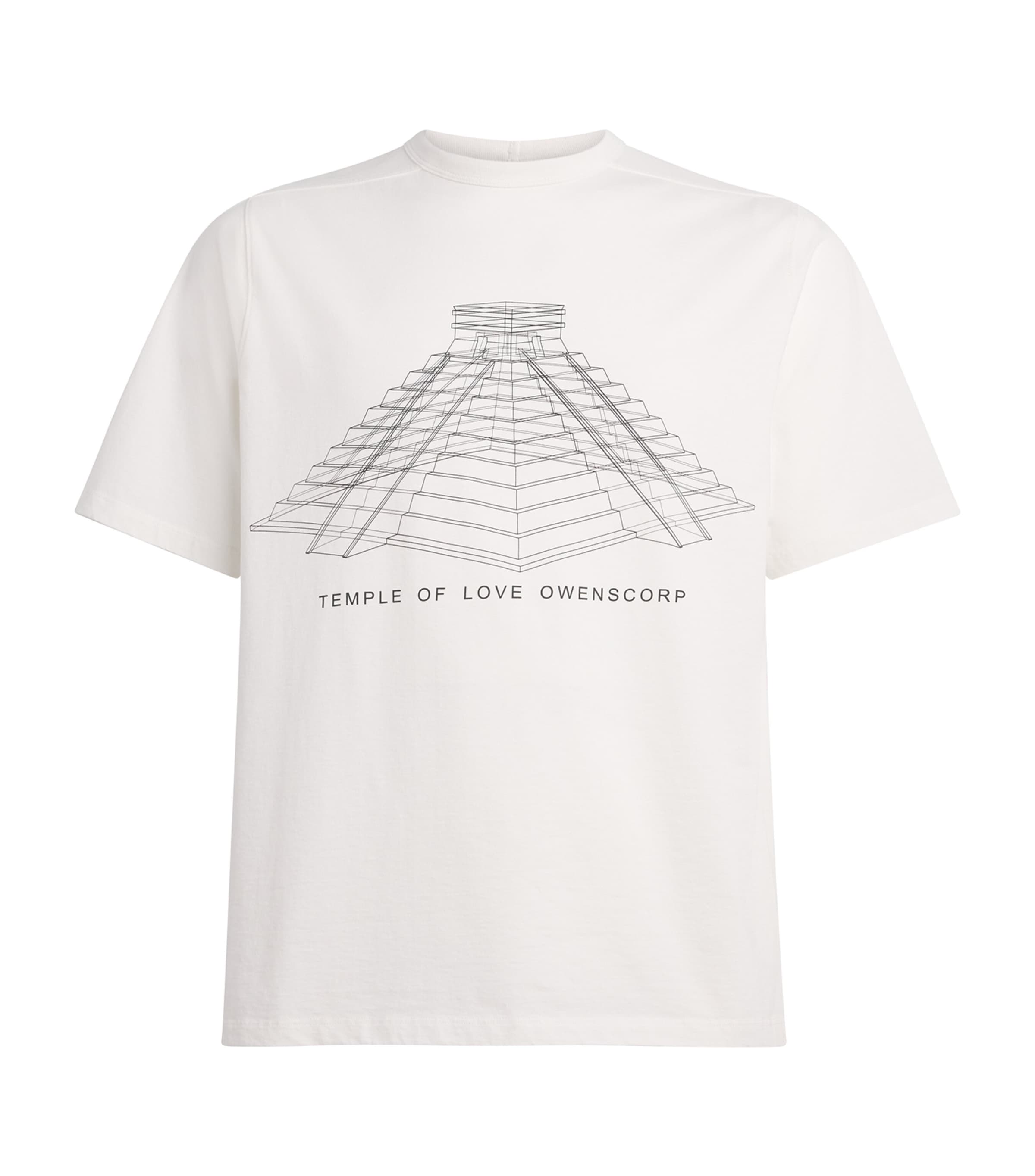 Rick Owens Mens Cotton Brad Graphic T-Shirt Milk/black Image 1