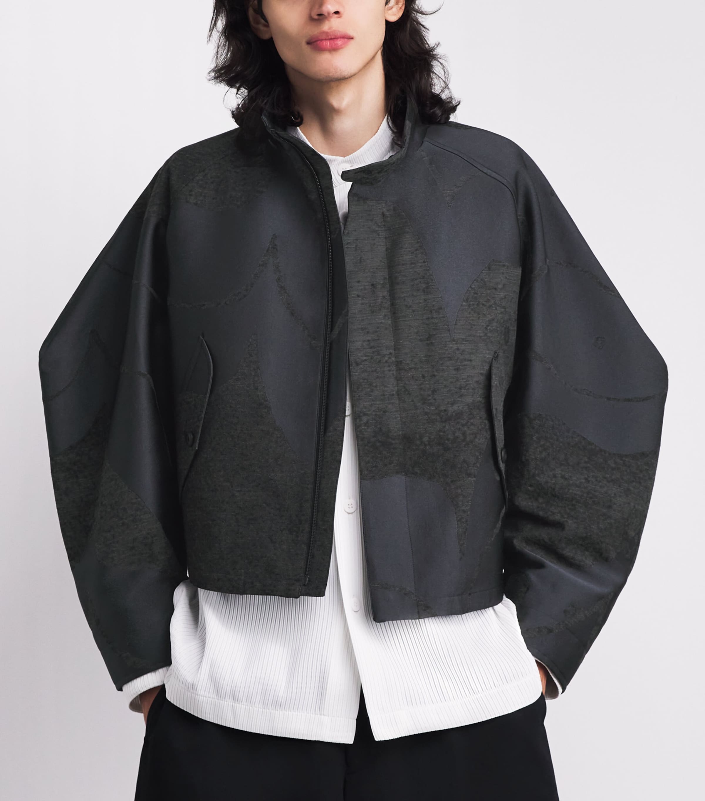 Inlay Bomber Jacket 15-BLACK Image 3