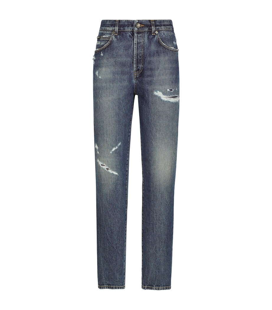Dolce&Gabbana Womens Ripped Straight-Leg Jeans Combined Colou Image 1