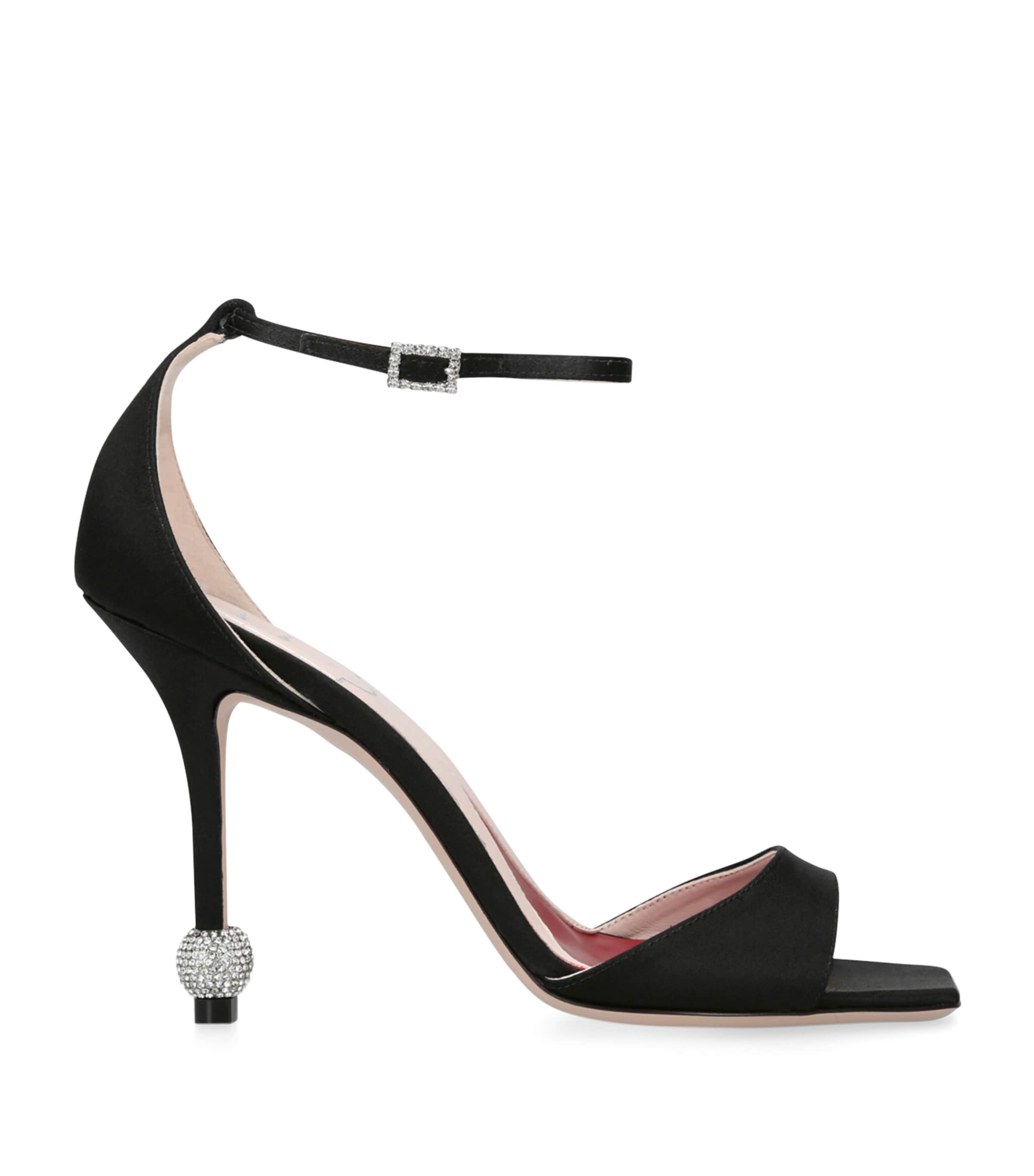 Roger Vivier I Love Vivier Strass-detail Satin Sandals In Black