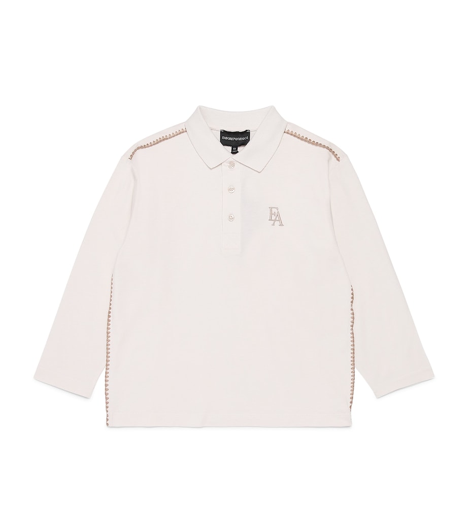 Emporio Armani Kids Cotton Logo Polo Shirt (4-16 Years) White Sand Image 1