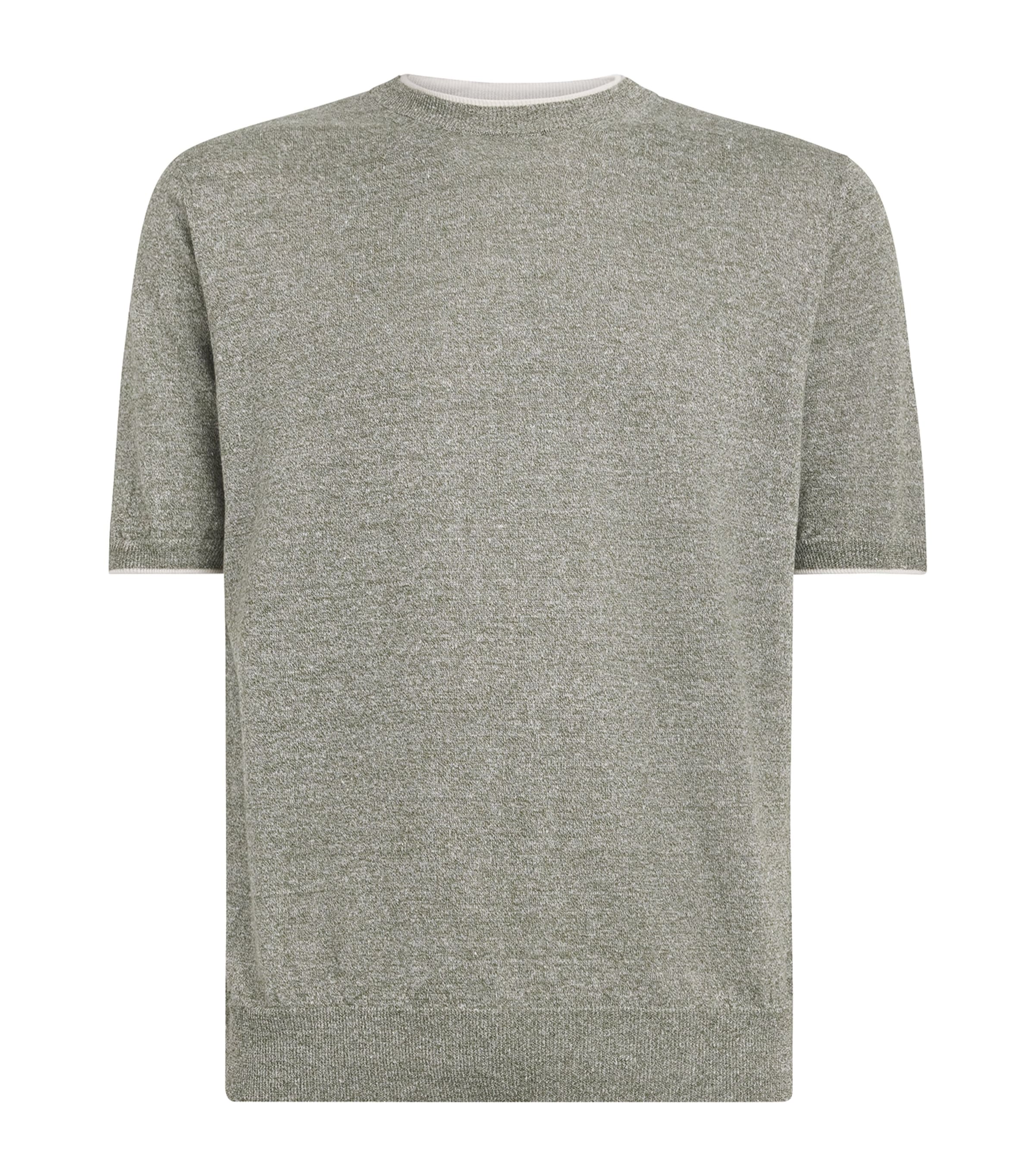 Fioroni Cashmere Mens Linen-Cotton T-Shirt Verde Image 1